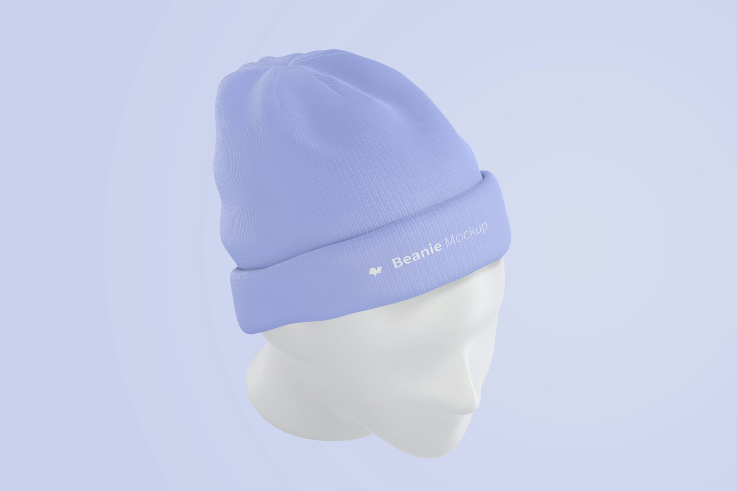 Beanie with Head Mockup, Perspective Top View