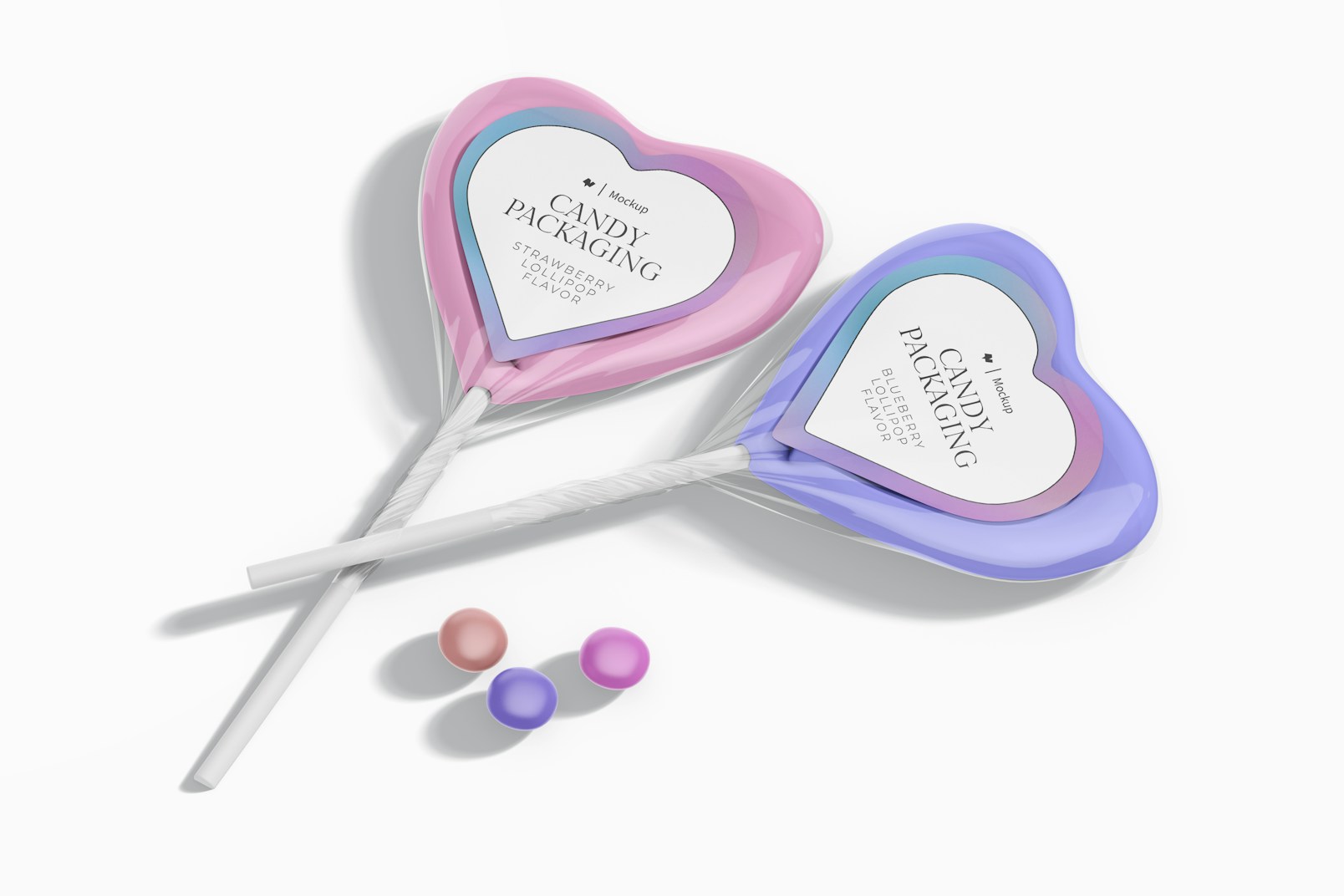 Heart Lollipops with Label Mockup