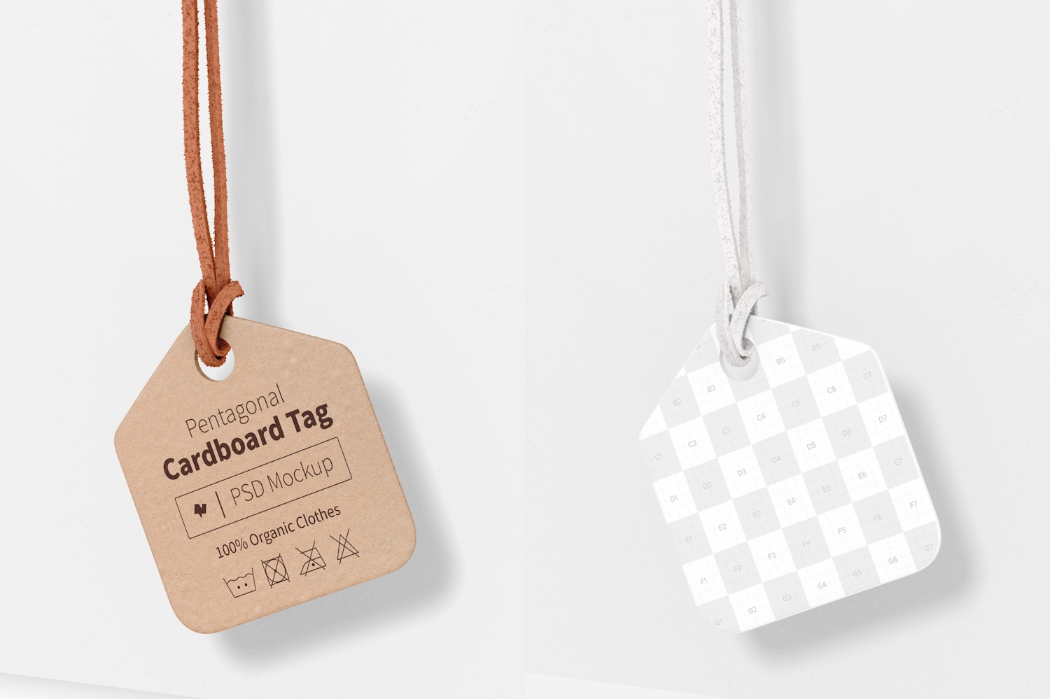 Pentagonal Cardboard Tag Mockup, Hanging Pentagonal Cardboard Tag Mockup, Hanging