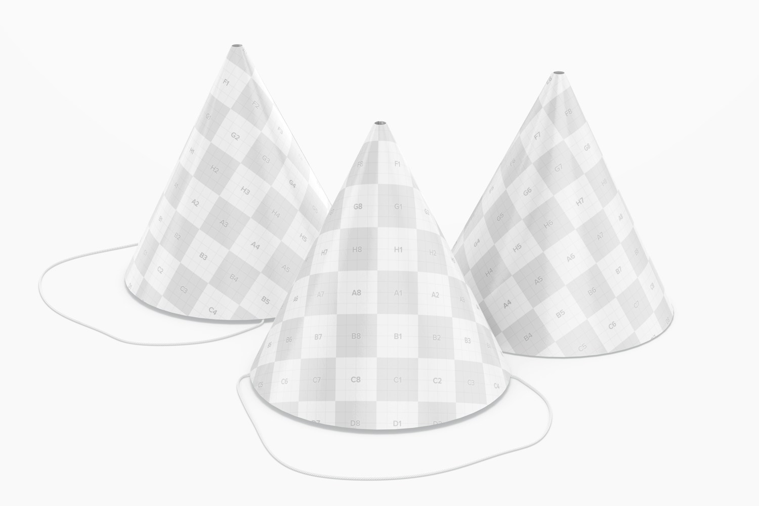 Glossy Party Hats Mockup, Front View