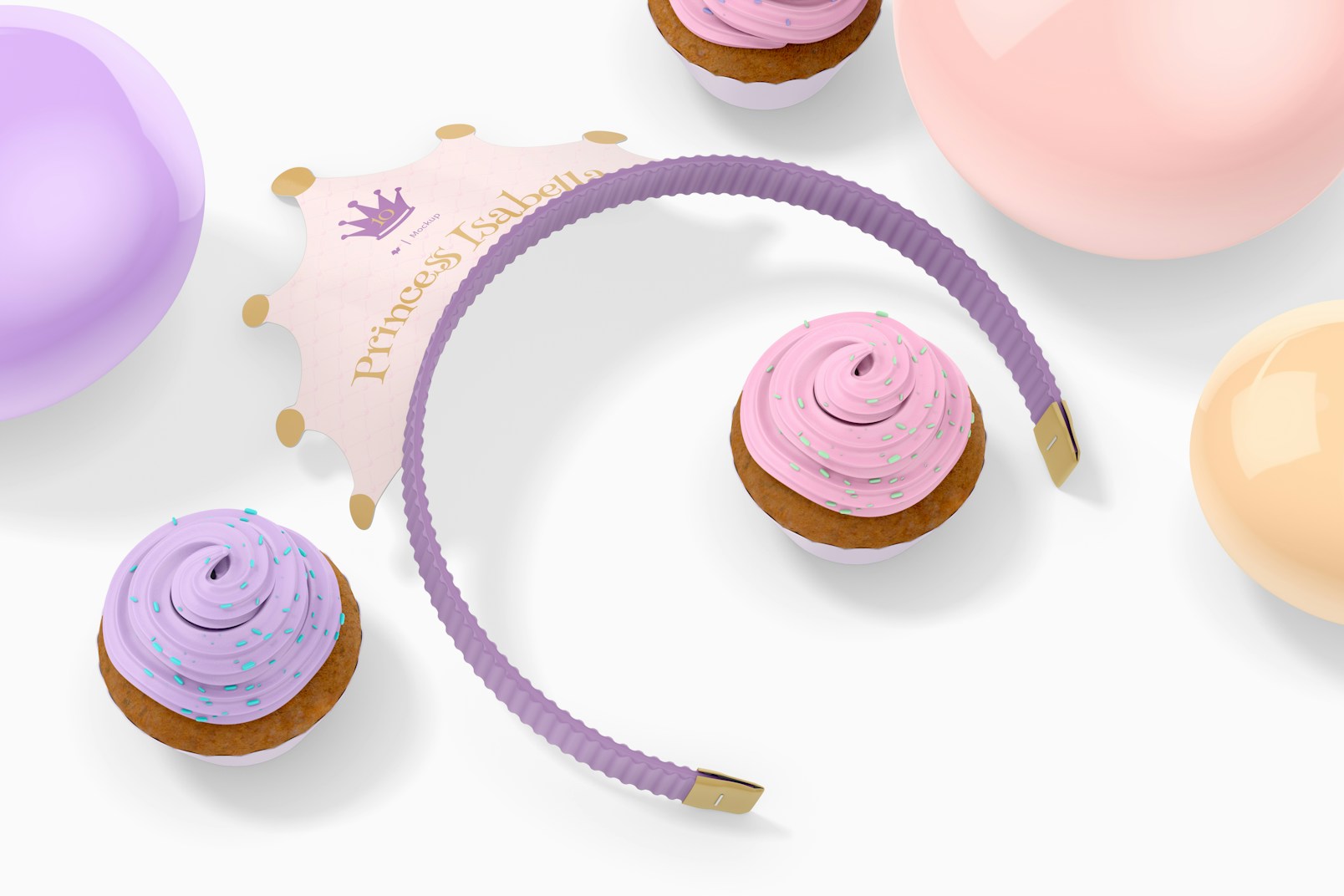 Princess Headband Mockup, with Cupcake