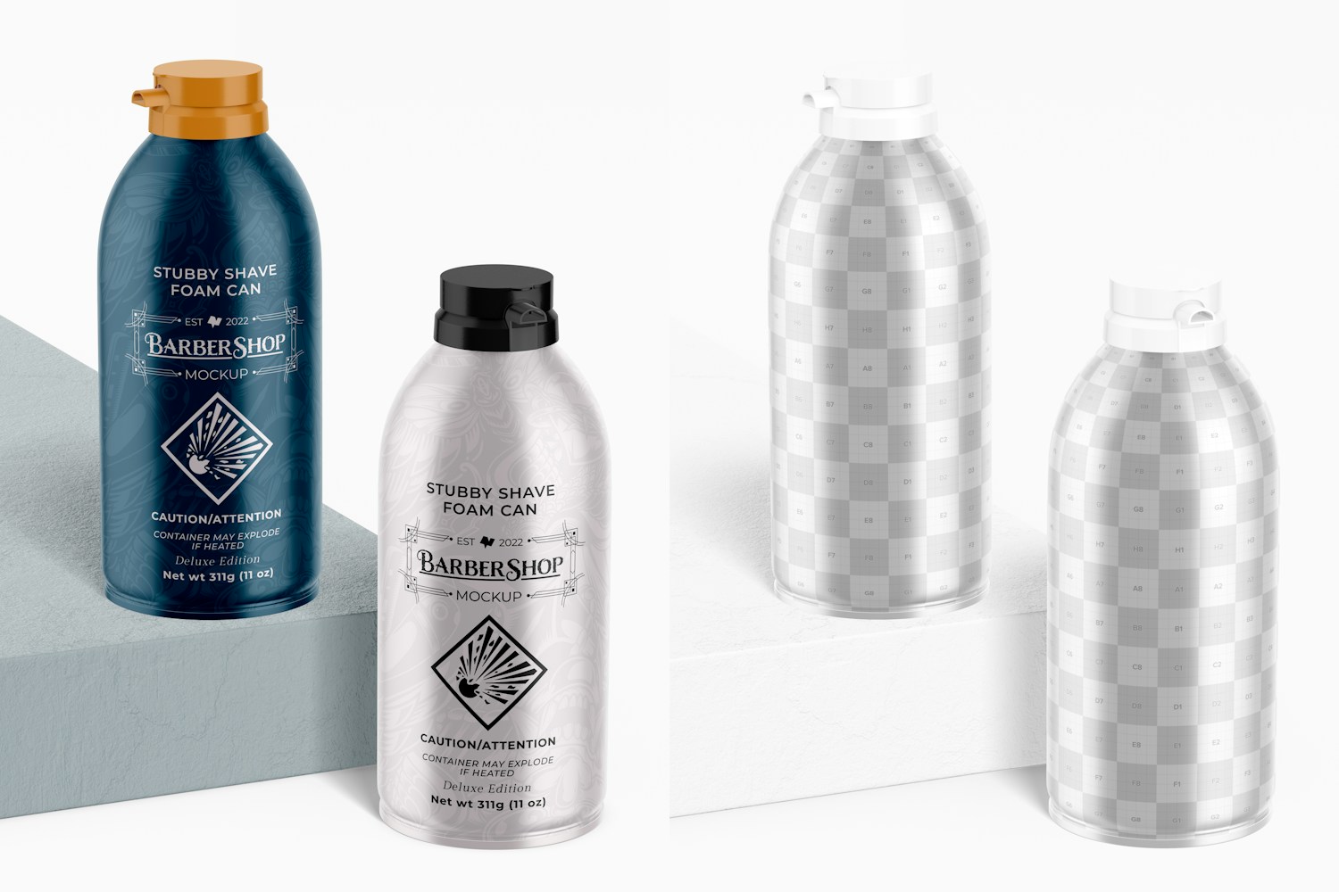 Stubby Shave Foam Cans Mockup
