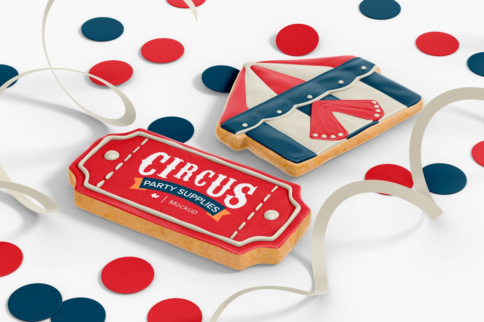 Circus Party Cookies Mockup, Perspective