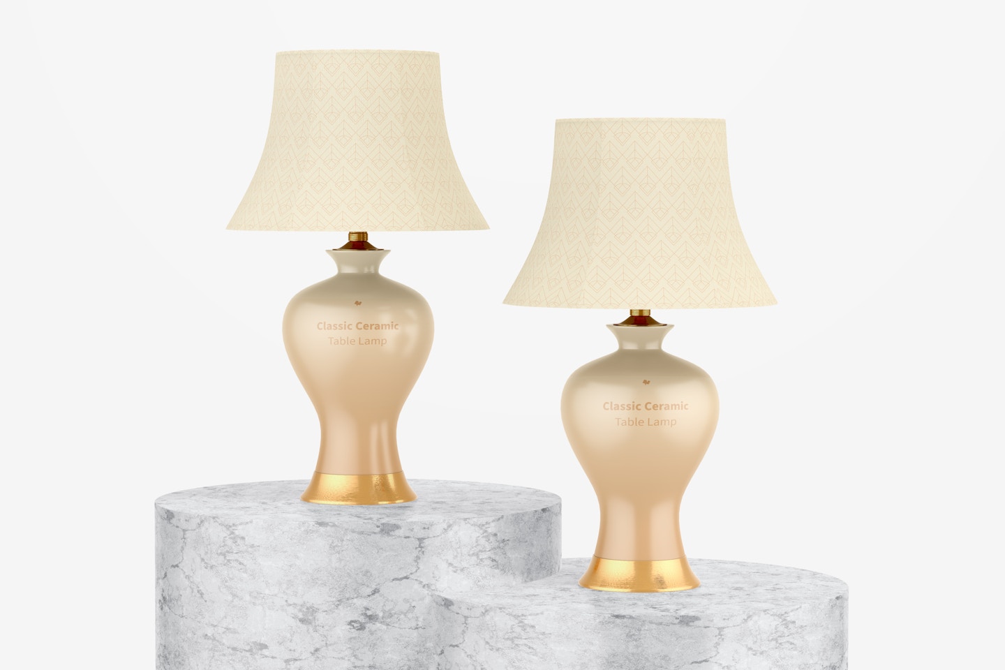 Classic Ceramic Table Lamps Mockup, Perspective