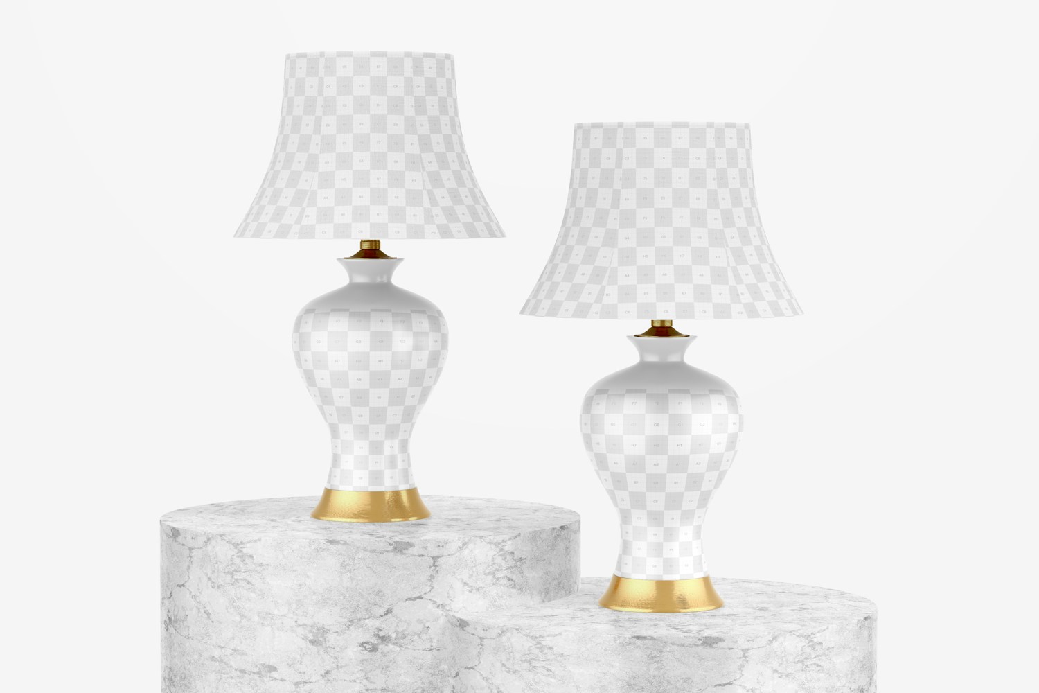 Classic Ceramic Table Lamps Mockup, Perspective