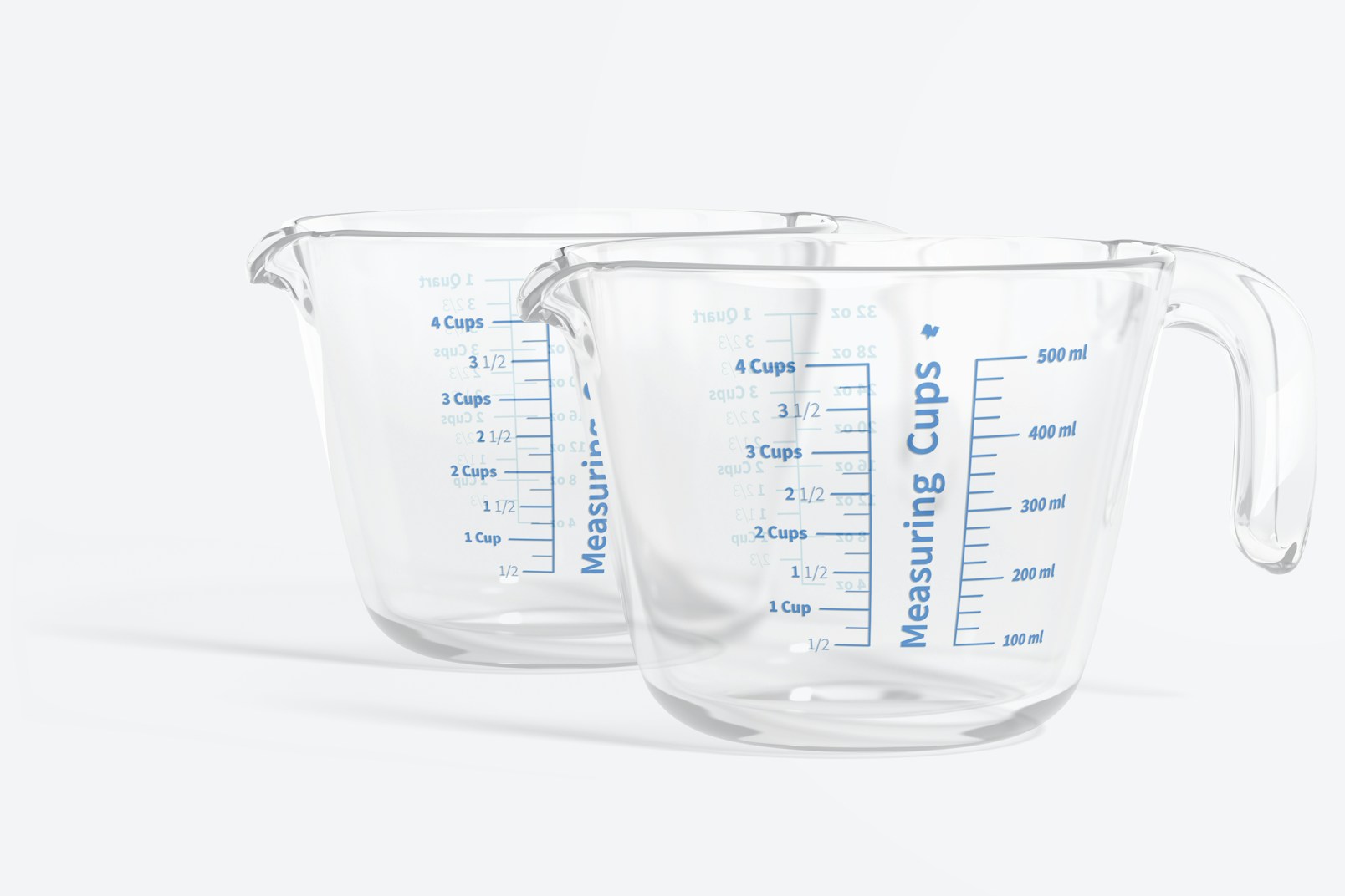 Glass Measuring Cup Mockup, Frontal View