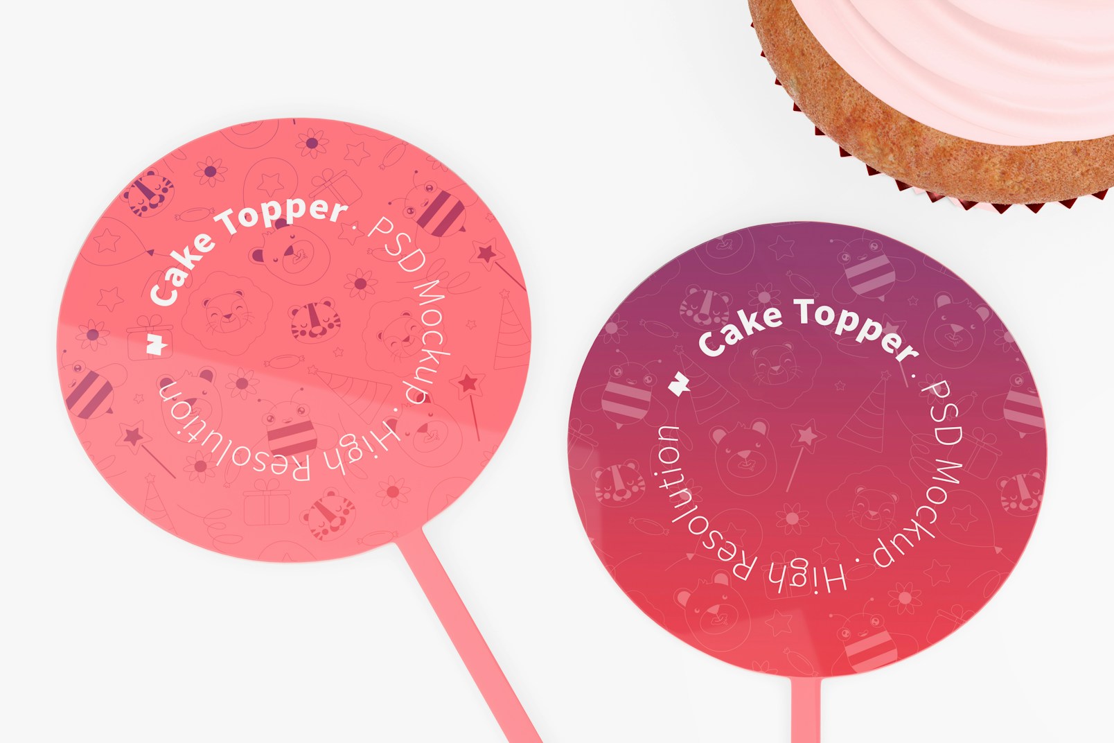 Cake Toppers Mockup, Close Up