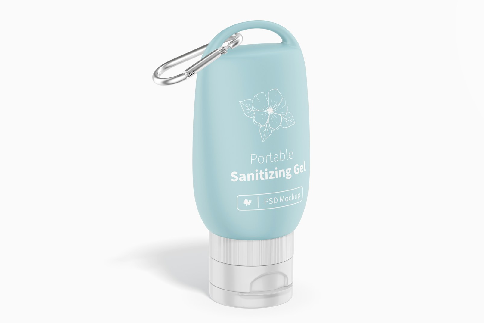 Portable Sanitizing Gel with Keychain Mockup, Perspective View