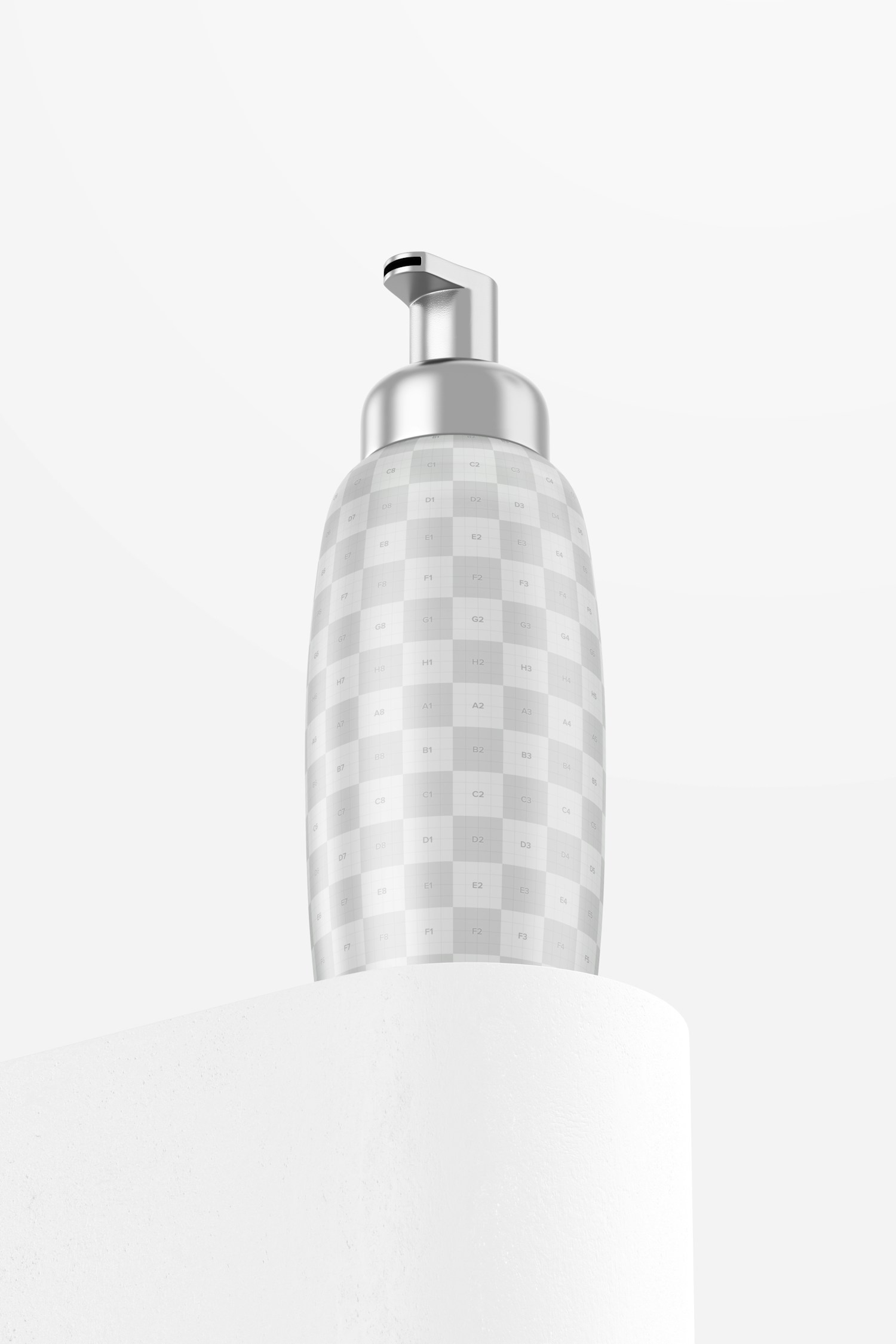 Plastic Bottle with Pump Mockup, Low Angle View