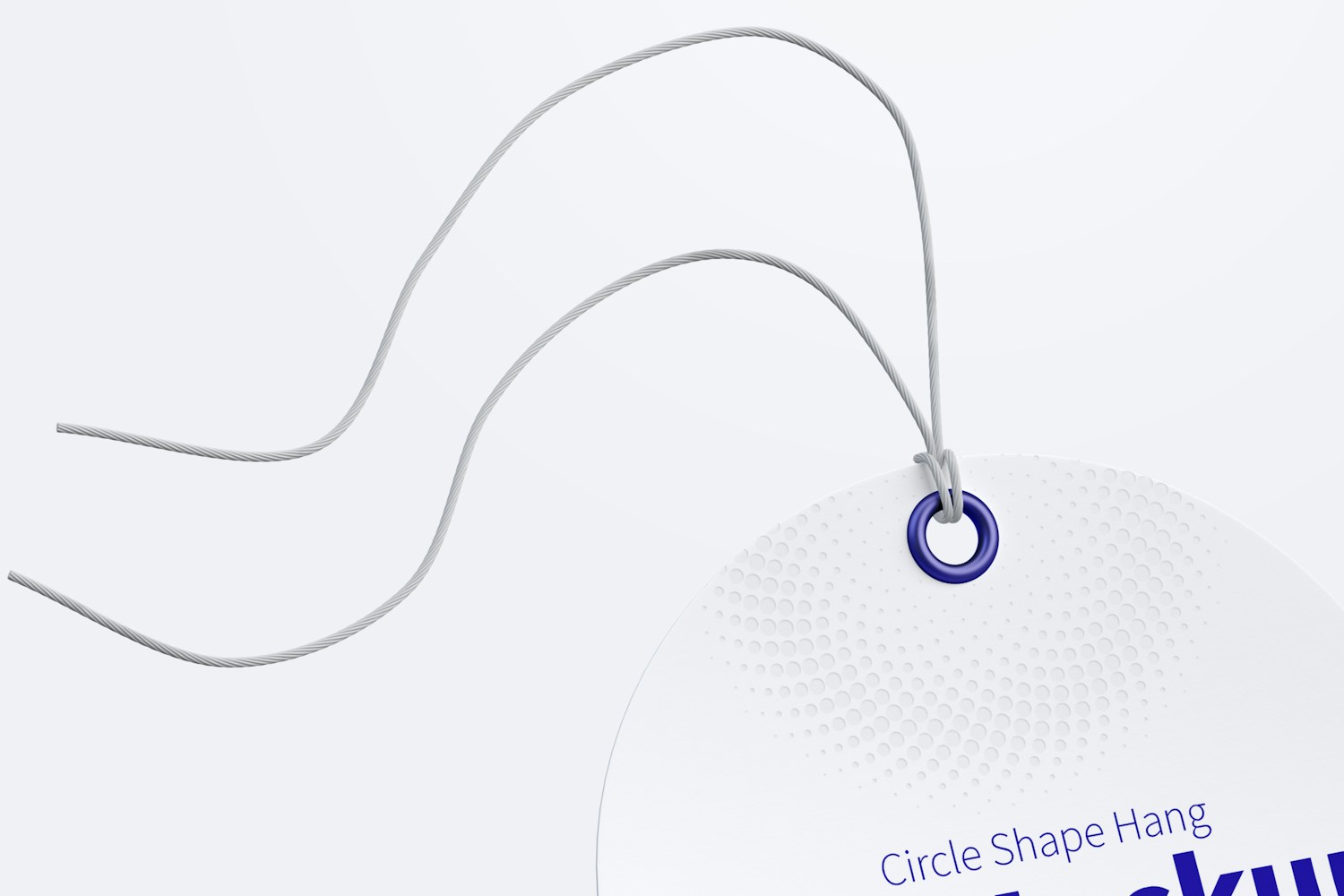 Circle Shape Hang Tag Mockup with String, Falling