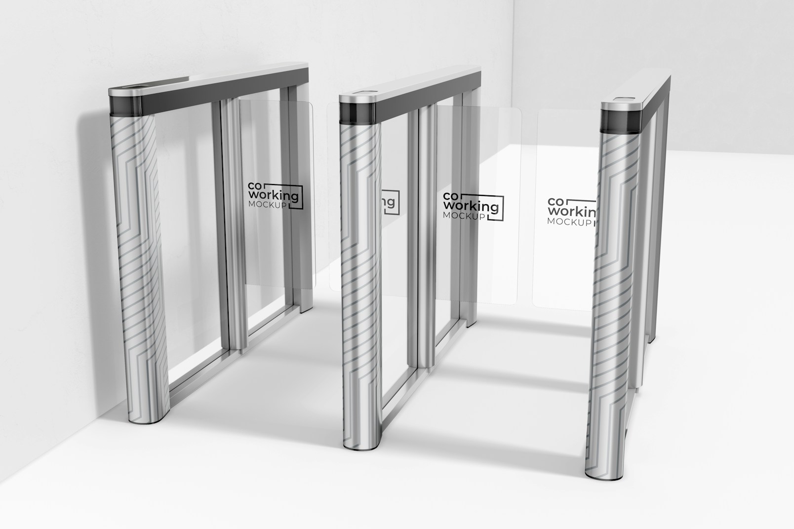 Access Control Turnstile Mockup, High Angle View