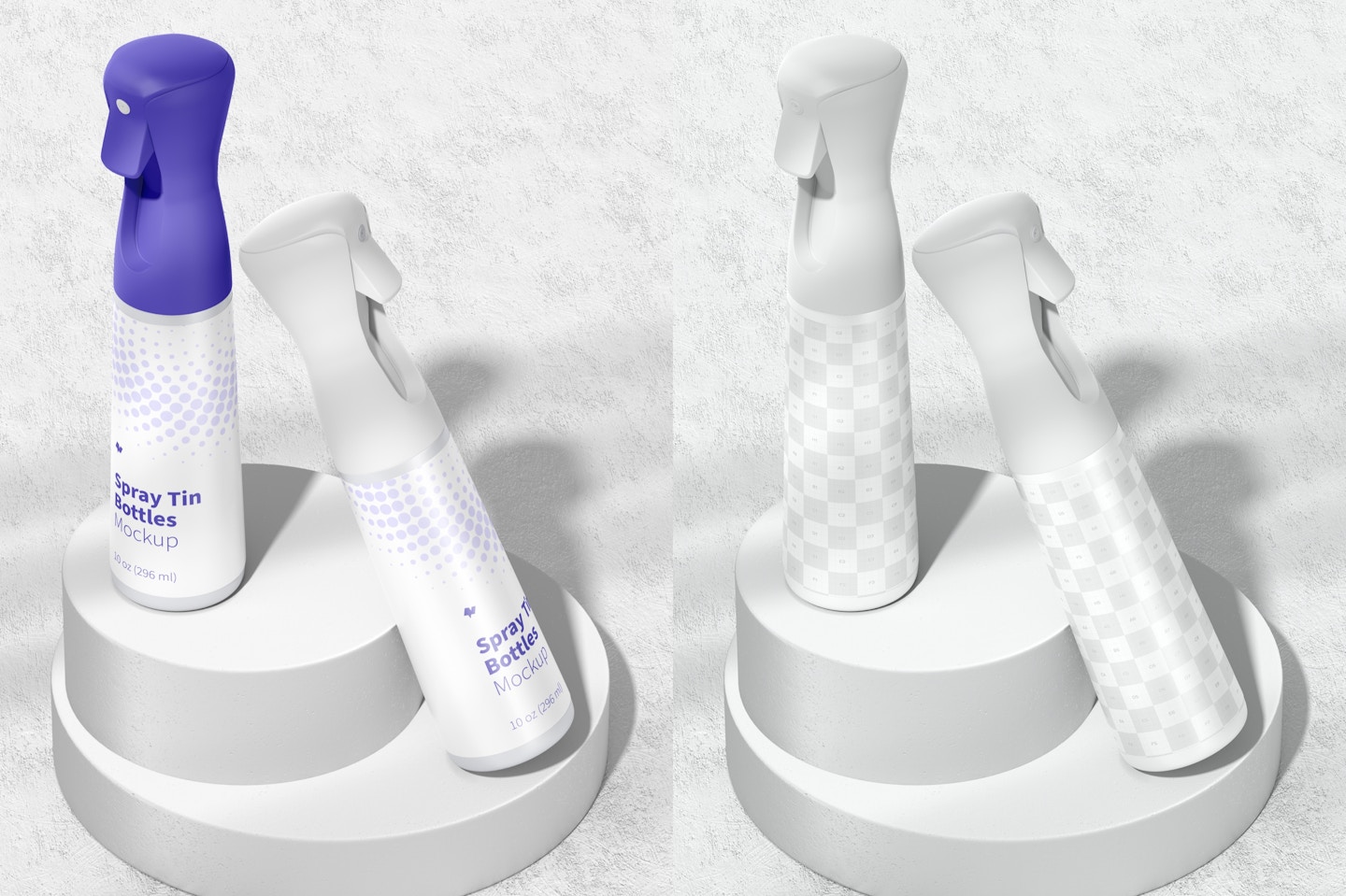 Spray Tin Bottles Mockup, Perspective View