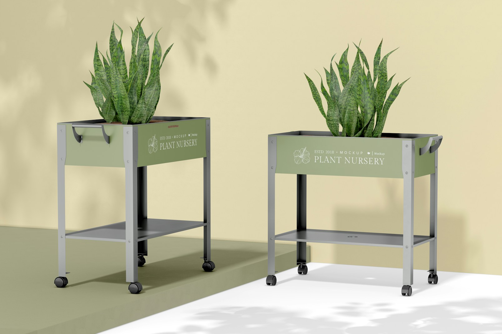 Planters with Wheels Mockup