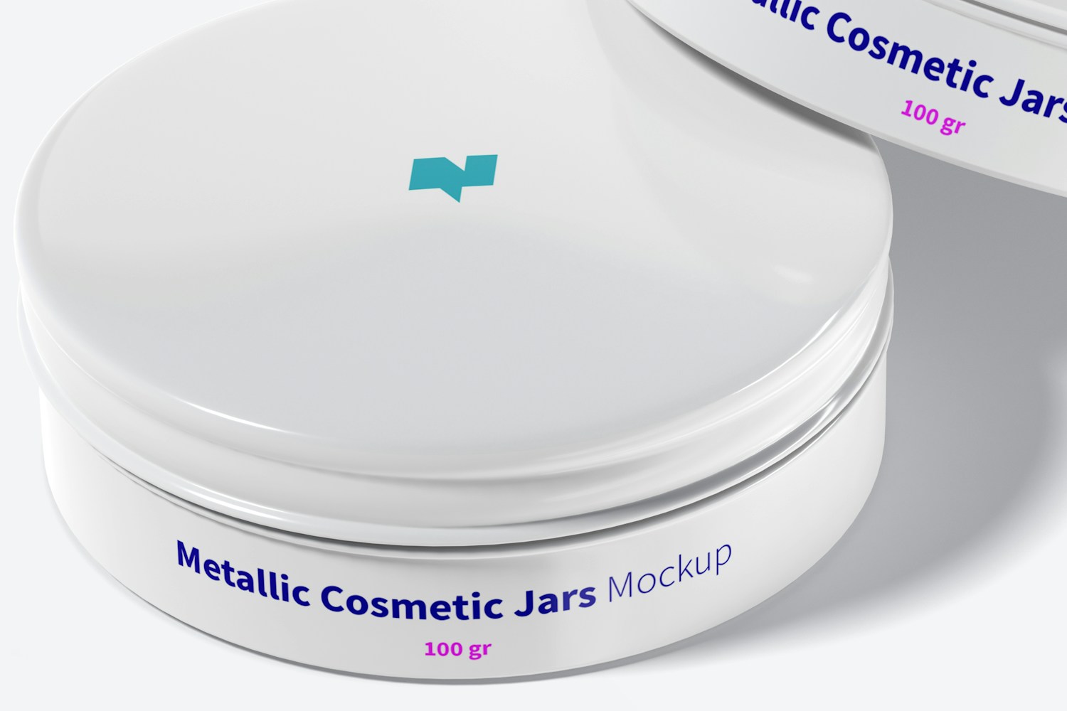100g Metallic Cosmetic Jars Mockup, Top View