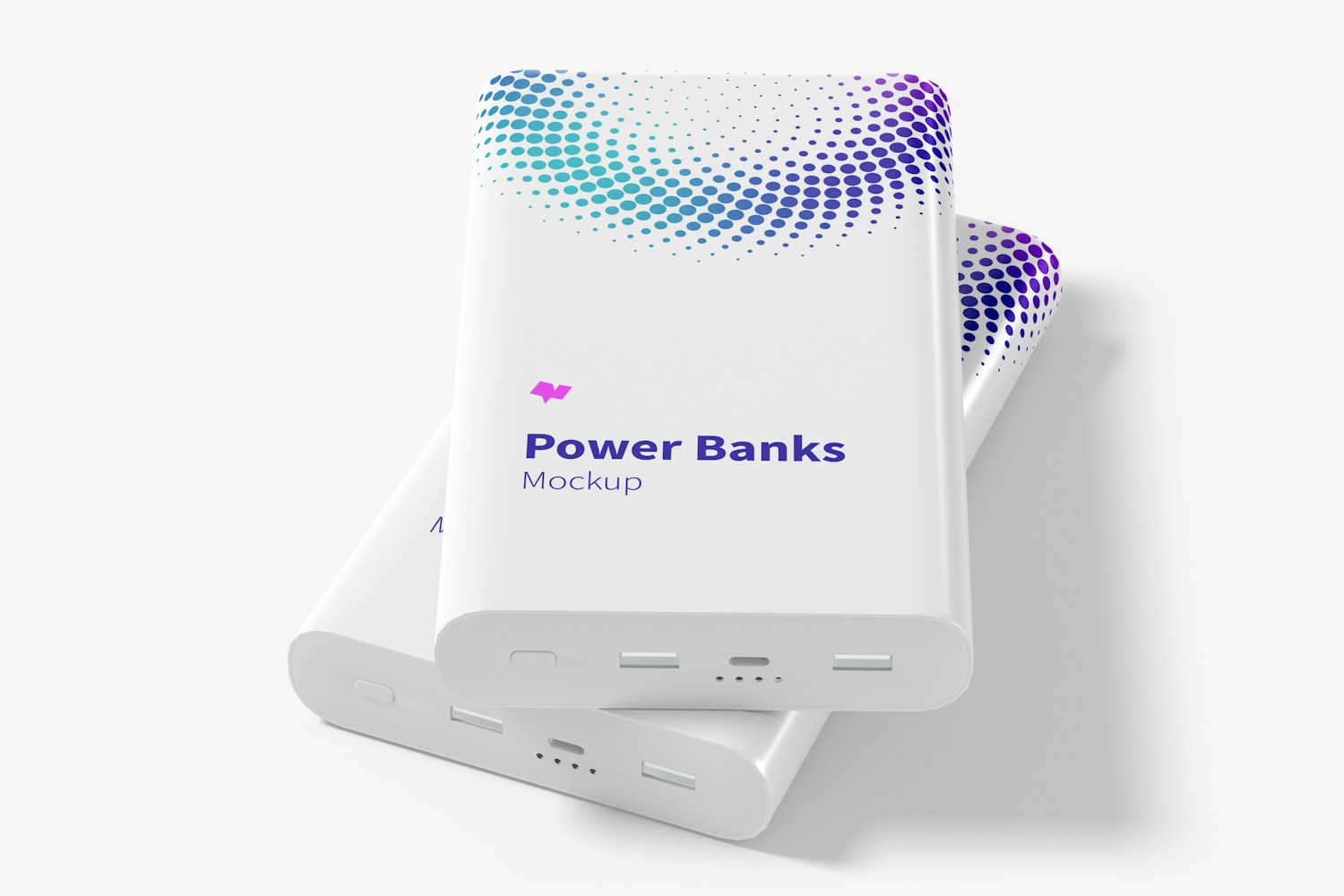Rectangular Power Banks Mockup, Frontal View Rectangular Power Banks Mockup, Frontal View