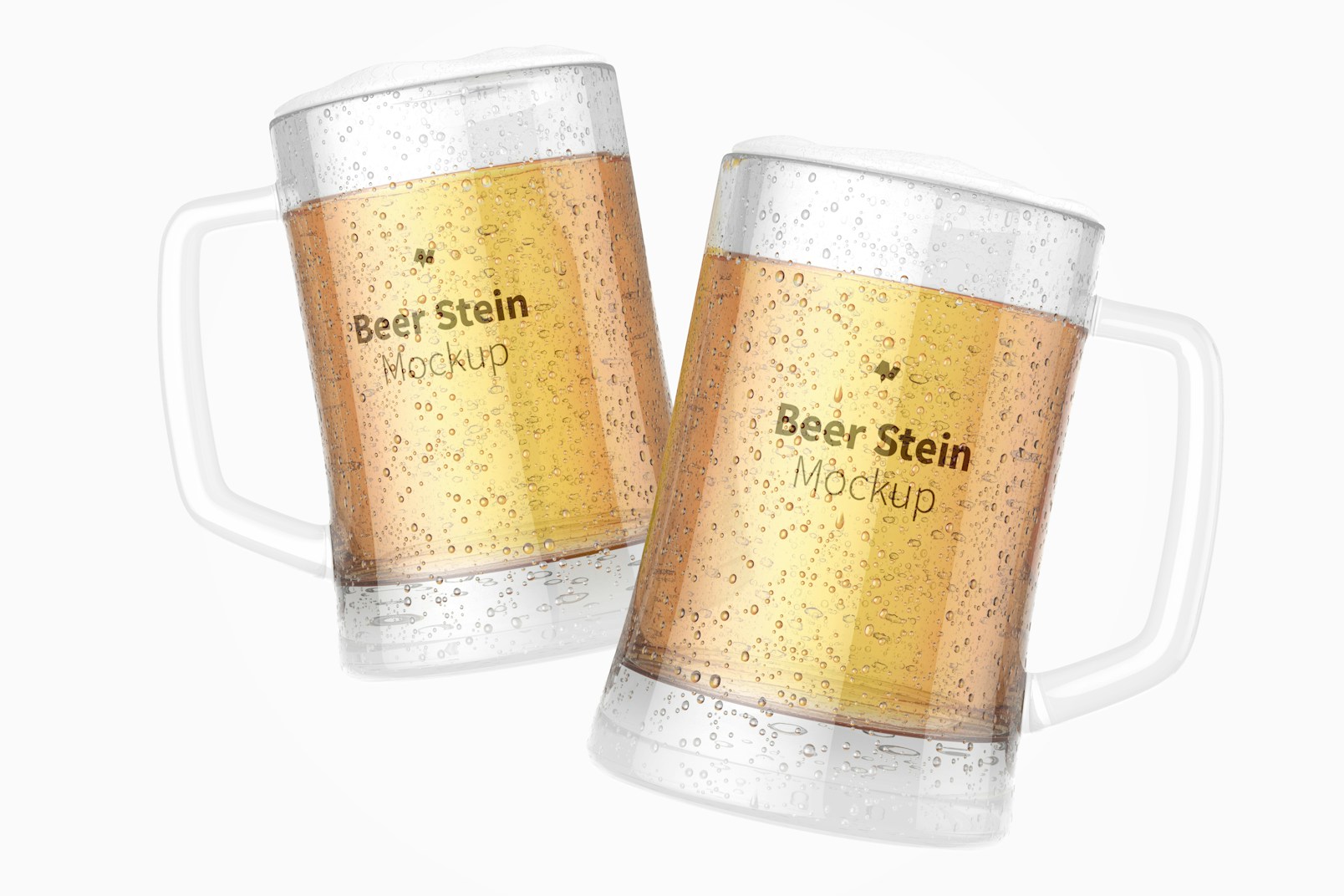 Beer Stein Glasses Mockup, Floating
