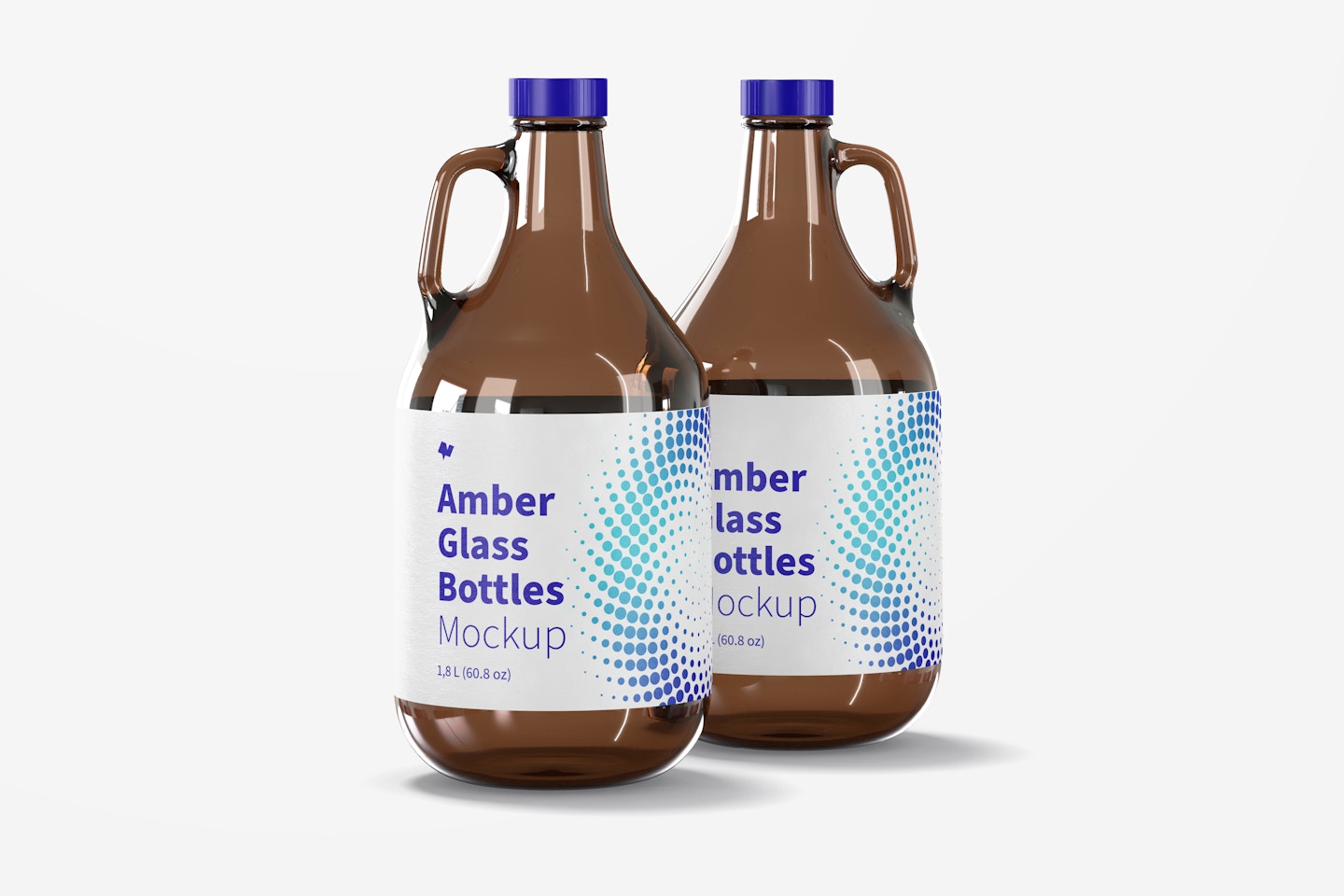 Amber Glass Bottles with Handle Jar Mockup, Front View