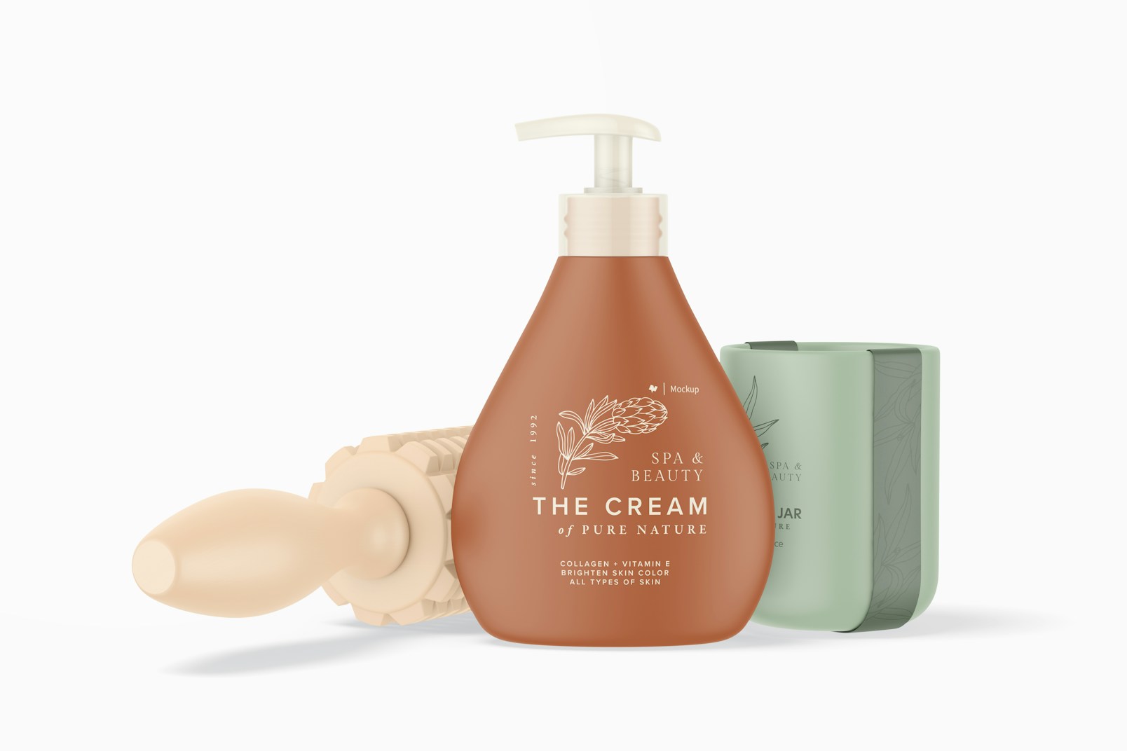 Cream Bottle with Dispenser Mockup, Front View