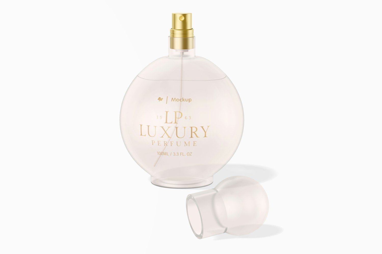 Stubby Luxury Perfume Bottle Mockup, Front View