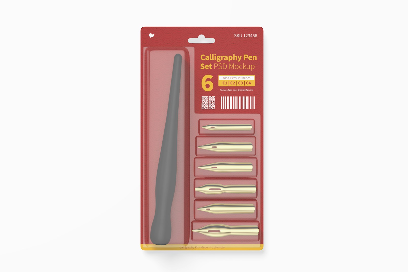 Calligraphy Pen Set Mockup, Front View