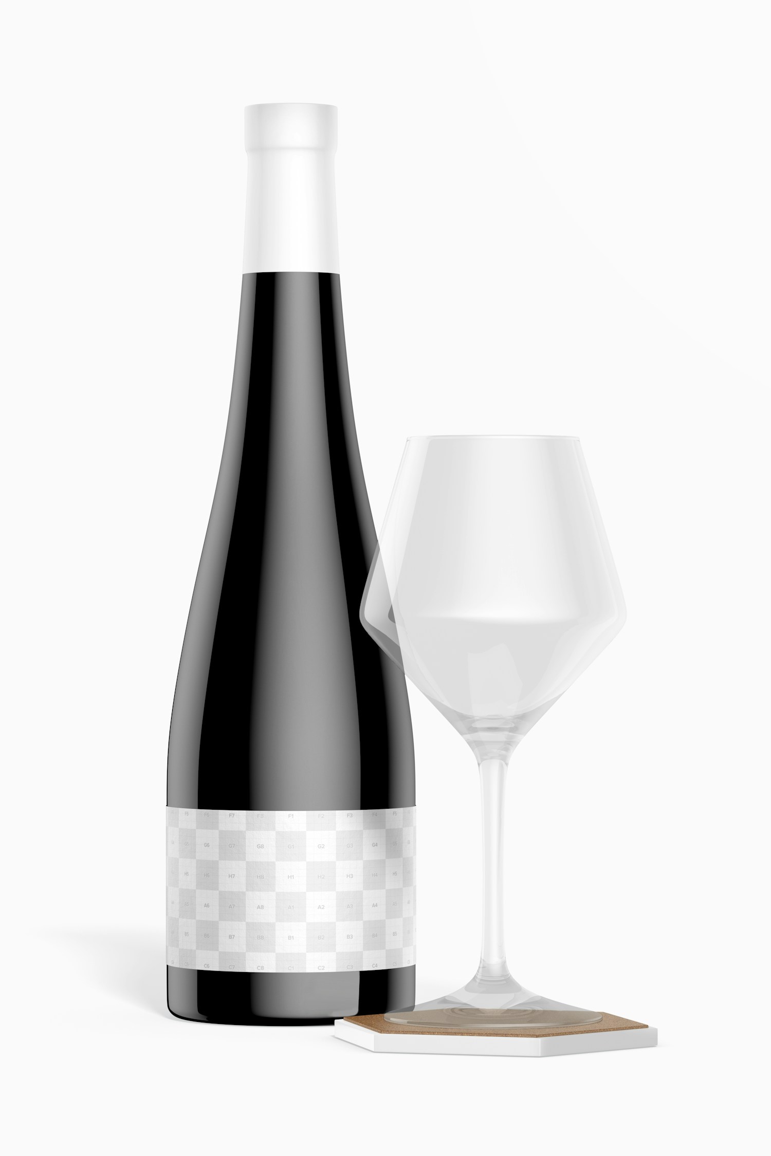 Champagne Bottle Mockup, with Cup