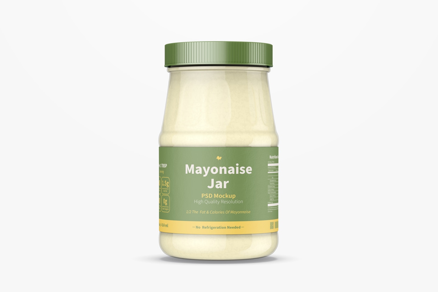 14 oz Mayonnaise Jar Mockup, Front View