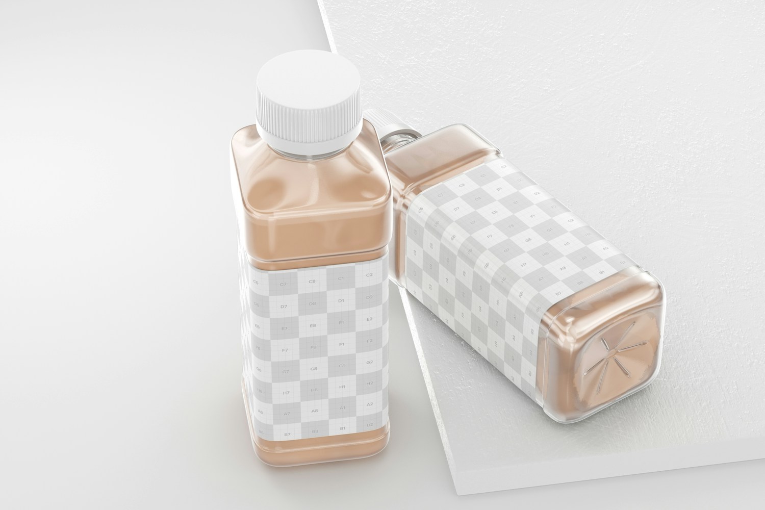 16 oz Iced Coffee Bottles Mockup, Standing and Dropped