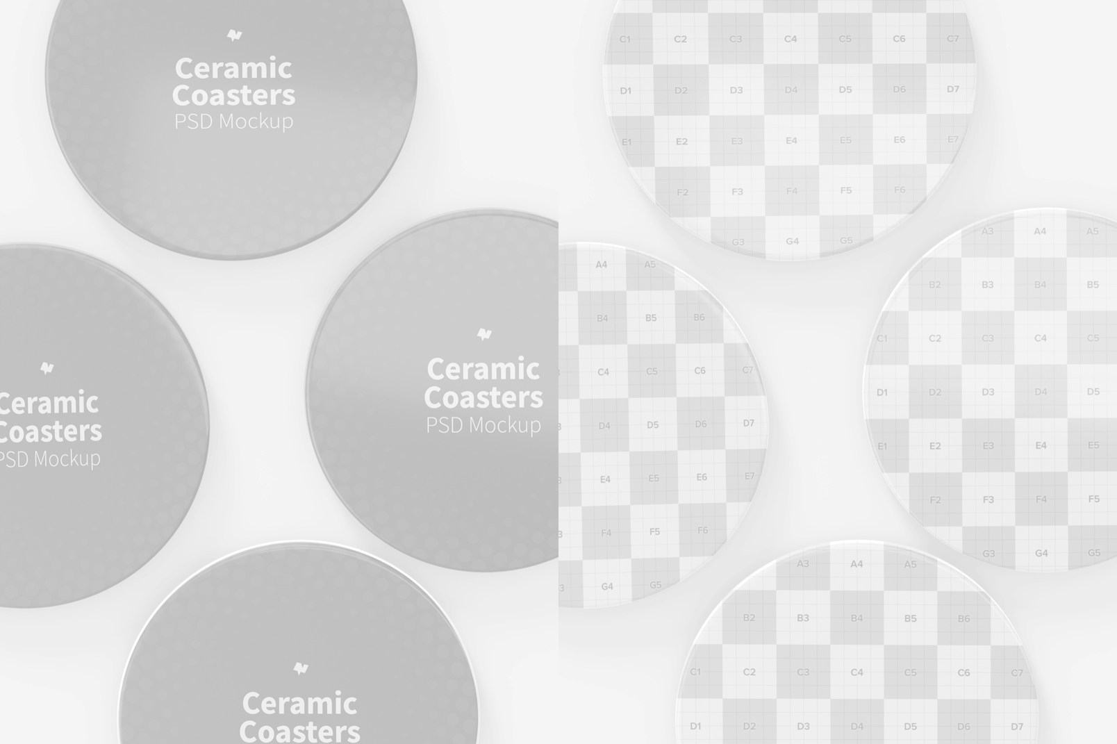 Ceramic Coasters Mockup, Close Up
