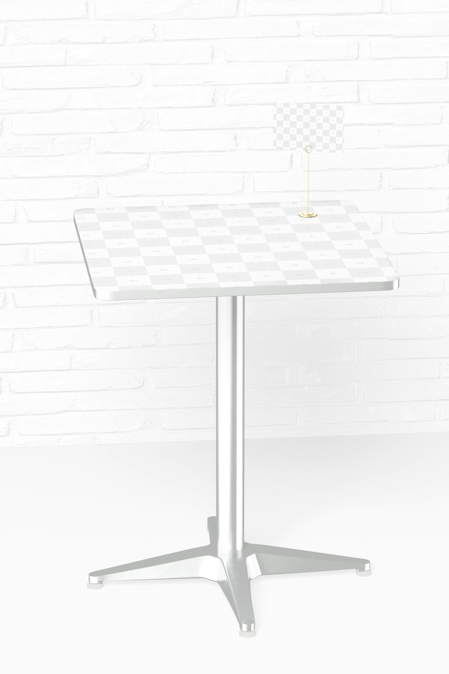 Square Aluminum Restaurant Table Mockup, Front View Square Aluminum Restaurant Table Mockup, Front View