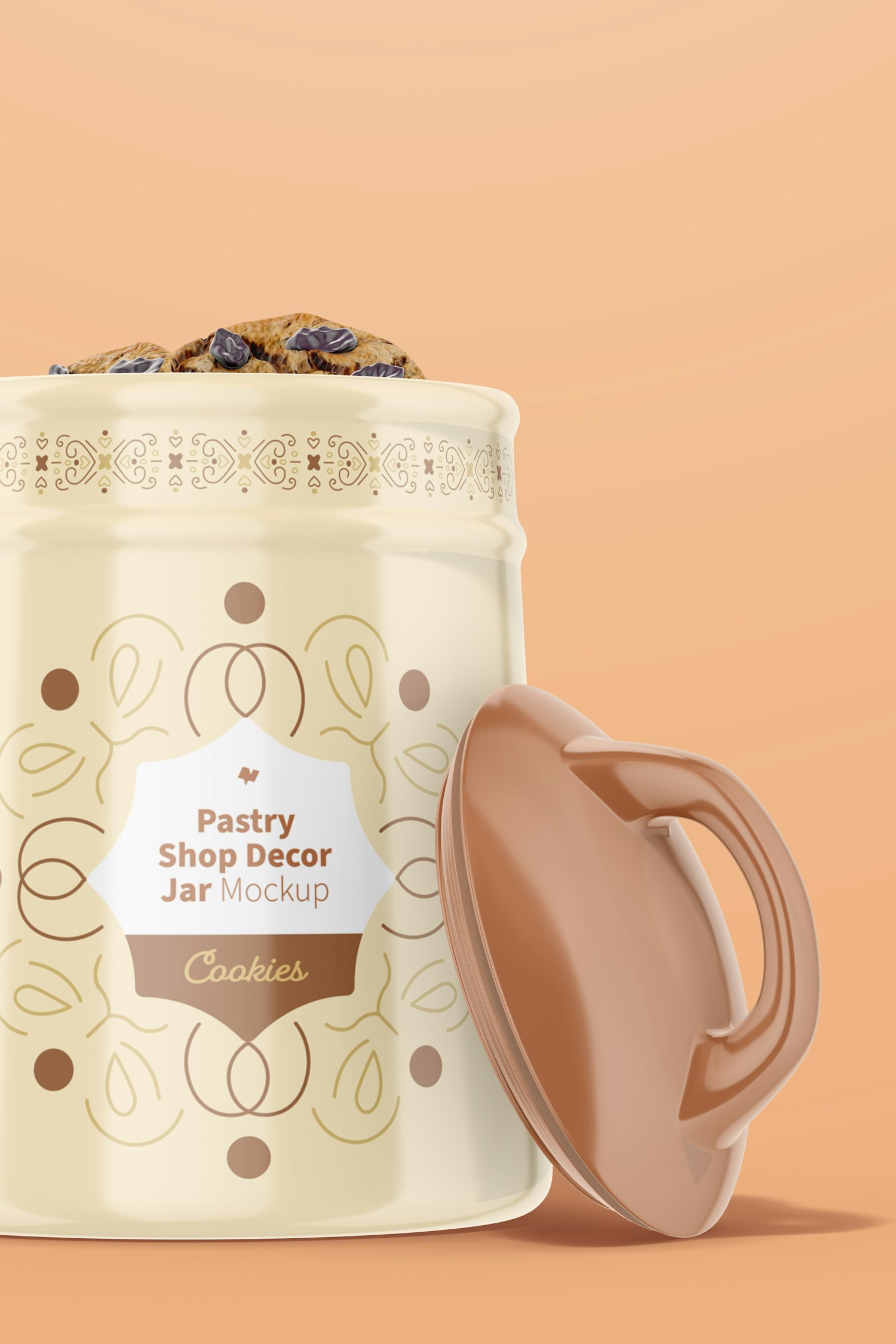 Pastry Shop Decor Jar Mockup, Opened Pastry Shop Decor Jar Mockup, Opened