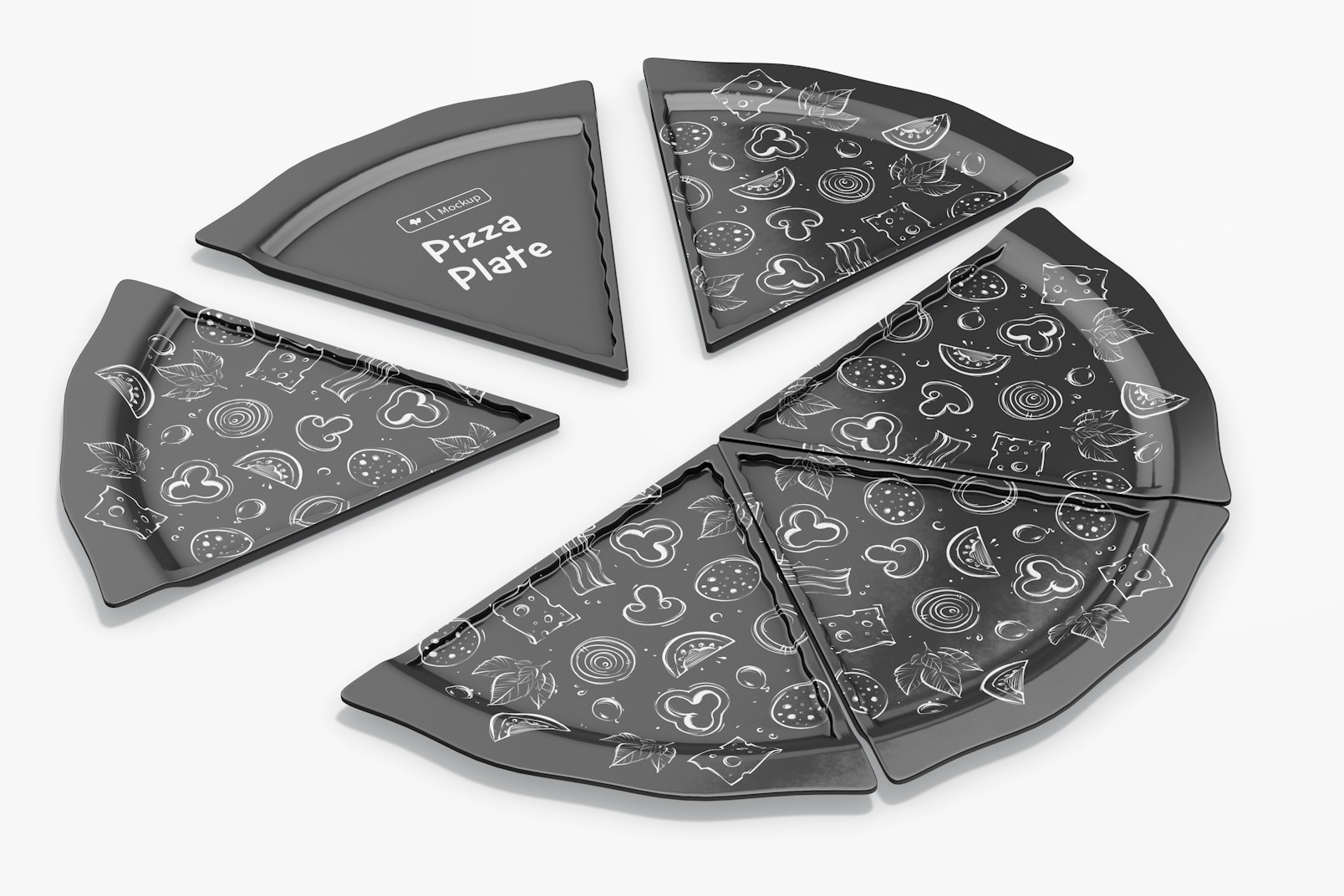 Pizza Plates Mockup, Perspective View 02