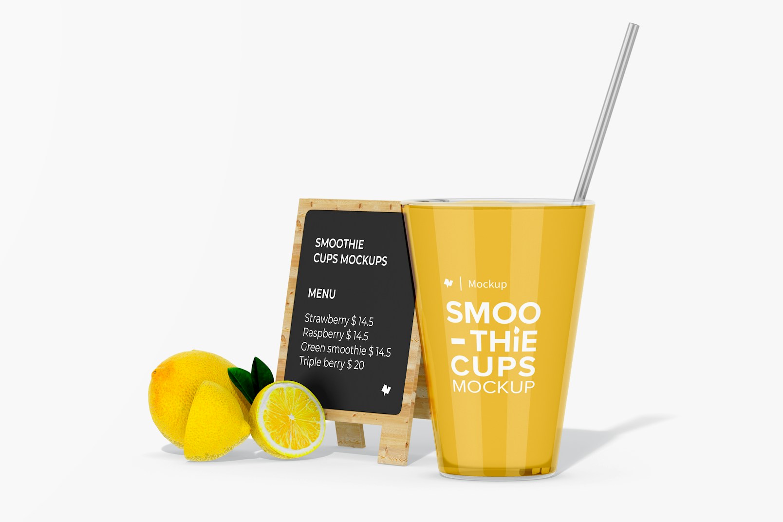 Tall Smoothie Cup Mockup, Side View