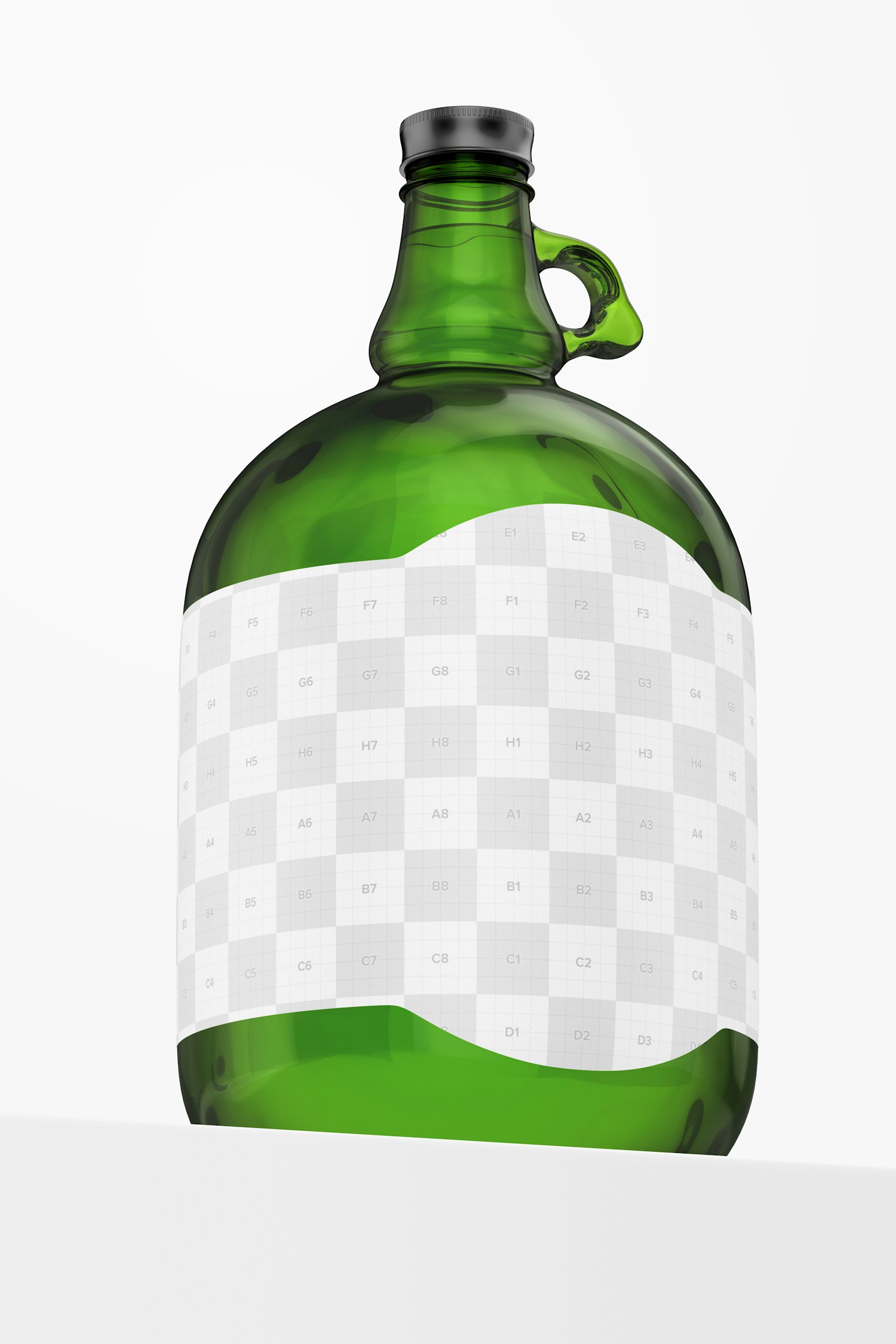 Glass Beer Bottle with Handle Mockup, Low Angle View