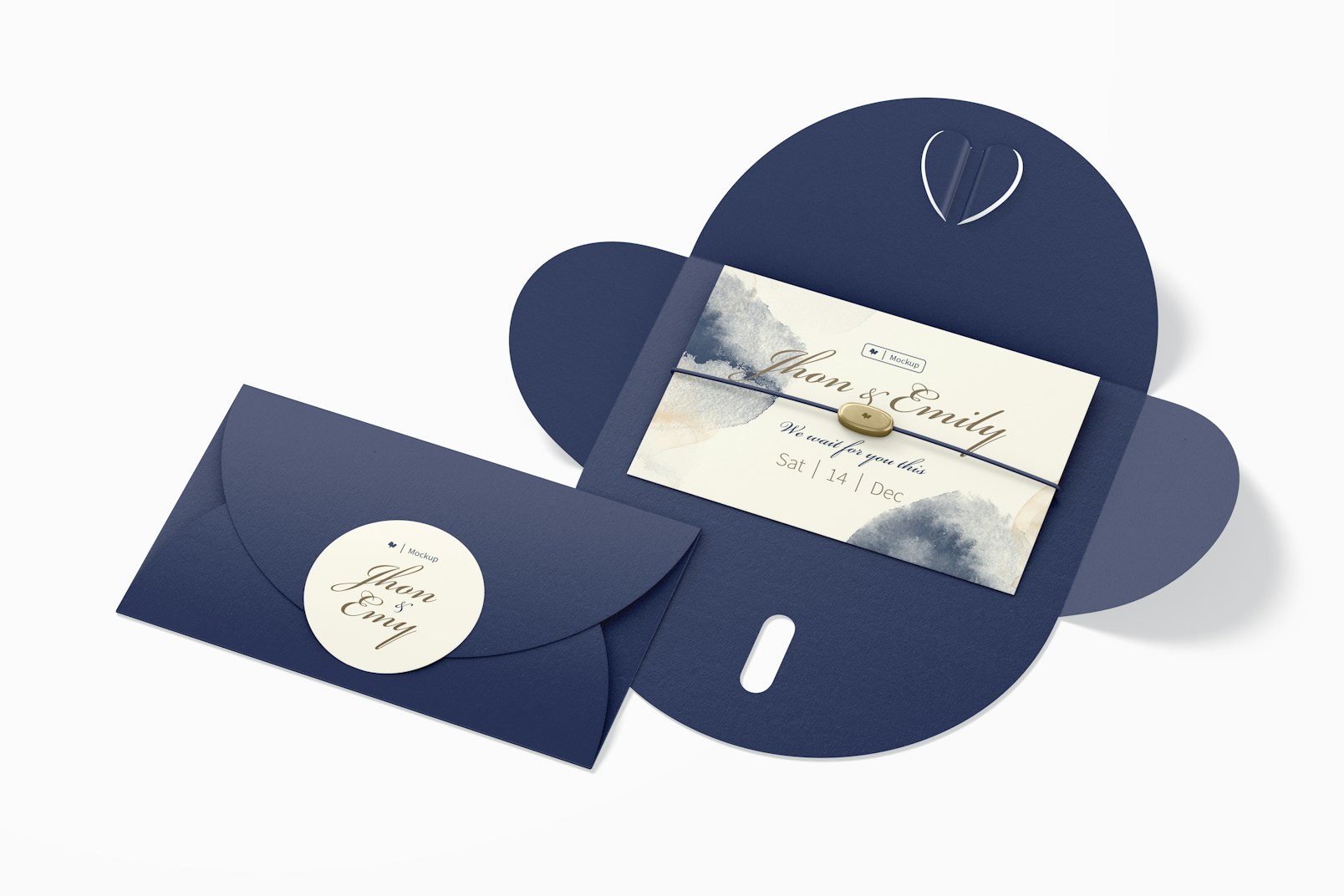 Gift Envelopes with Bracelets Mockup, Closed and Opened