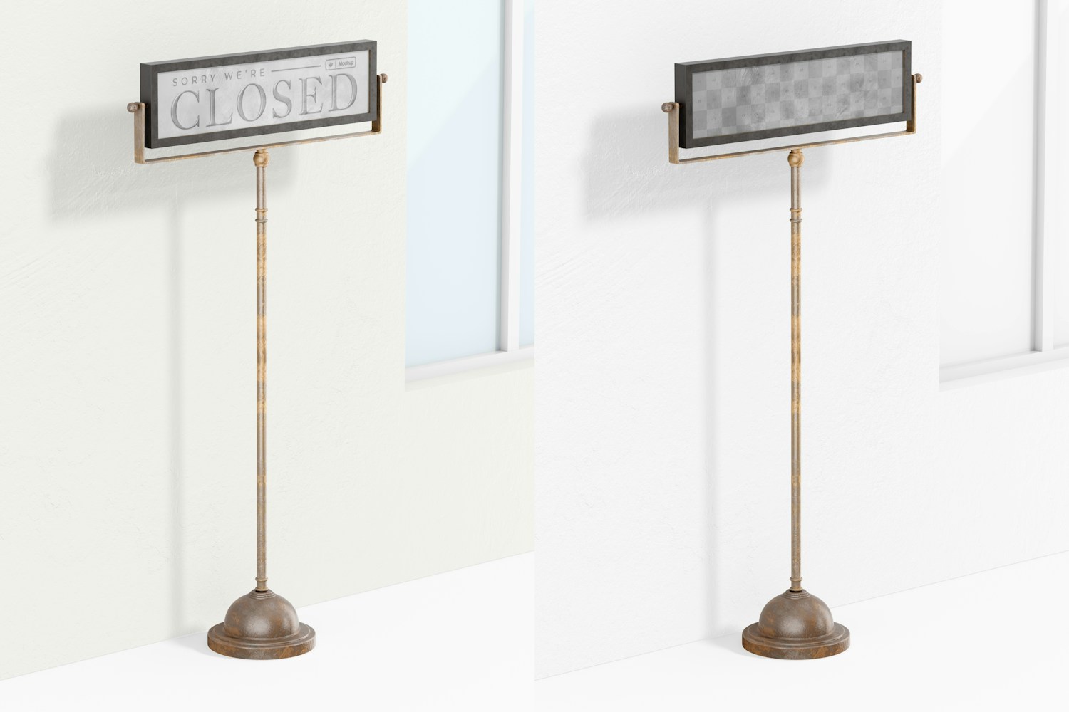 Open/Closed Sign on Stand Mockup Open/Closed Sign on Stand Mockup