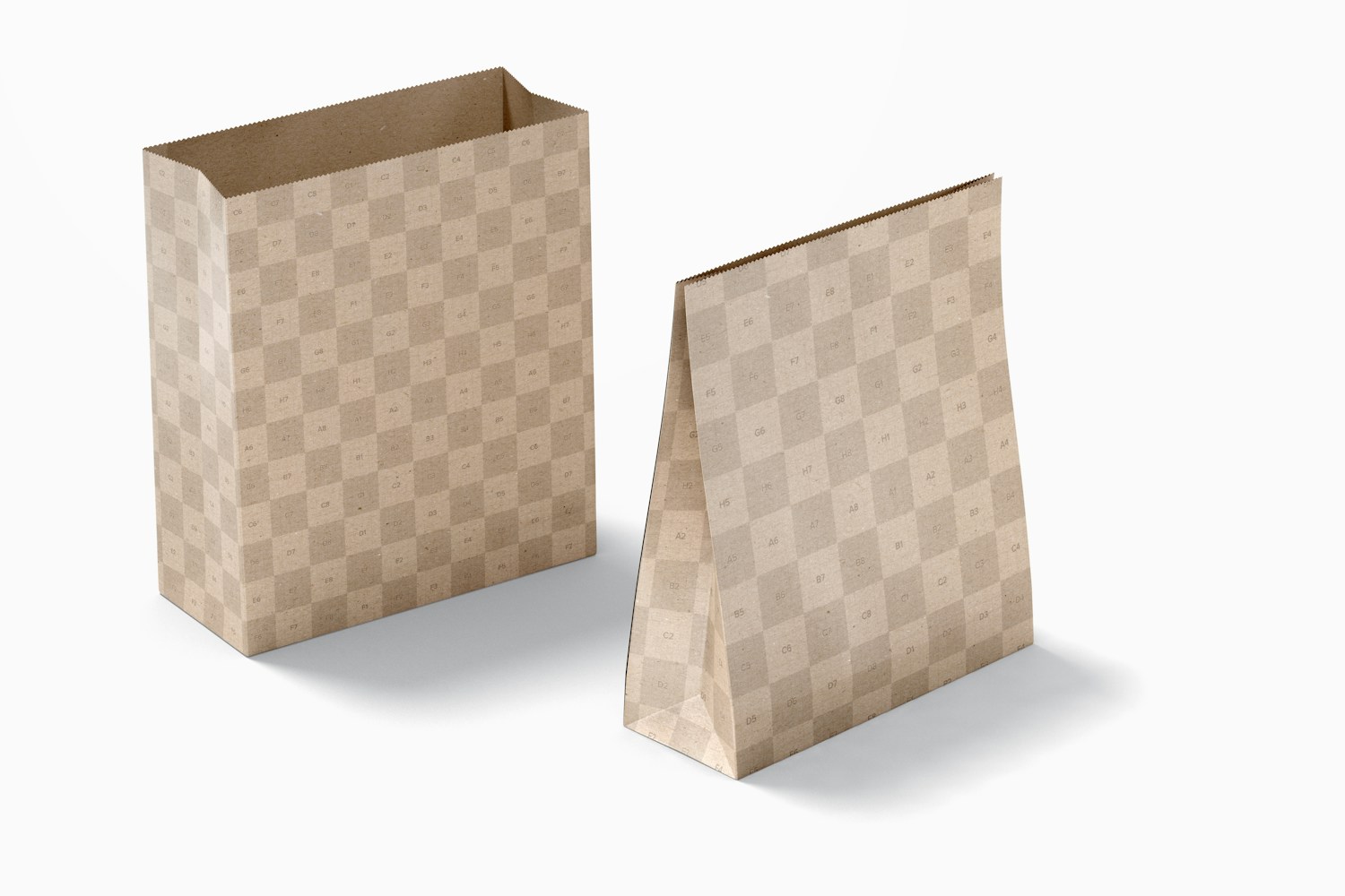 Large Kraft Paper Bags Mockup, Opened and Closed