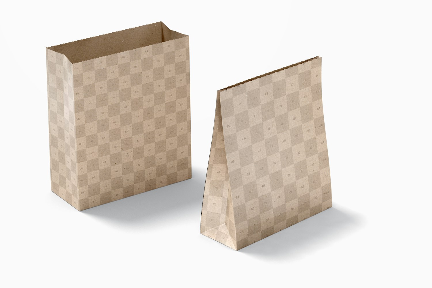 Large Kraft Paper Bags Mockup, Opened and Closed Large Kraft Paper Bags Mockup, Opened and Closed