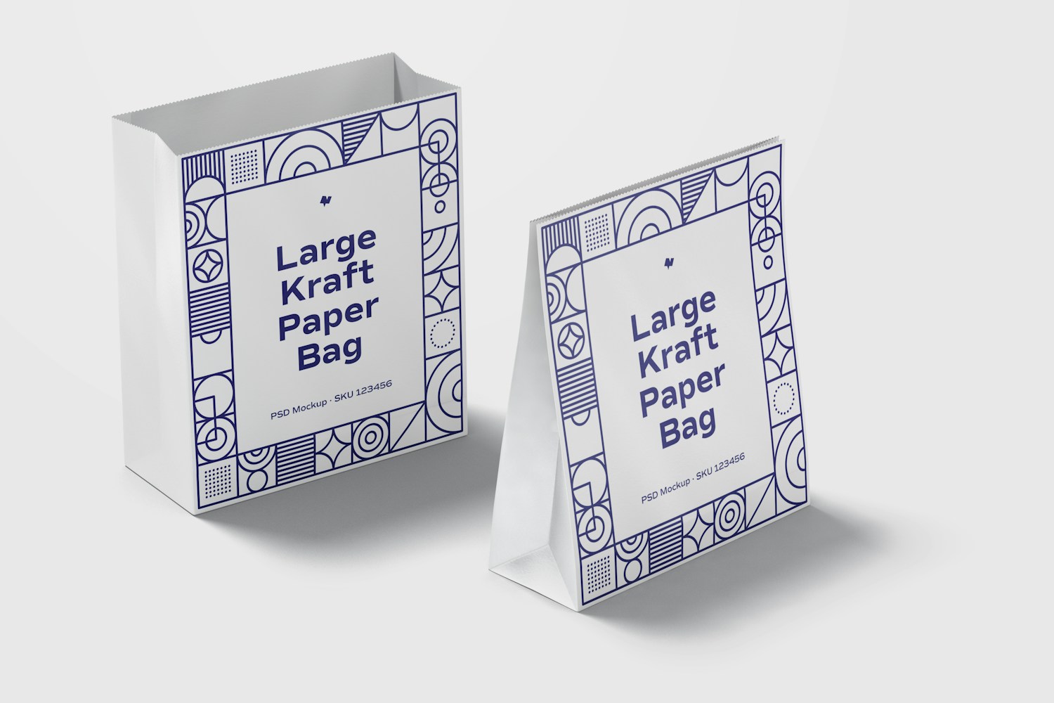 Large Kraft Paper Bags Mockup, Opened and Closed Large Kraft Paper Bags Mockup, Opened and Closed