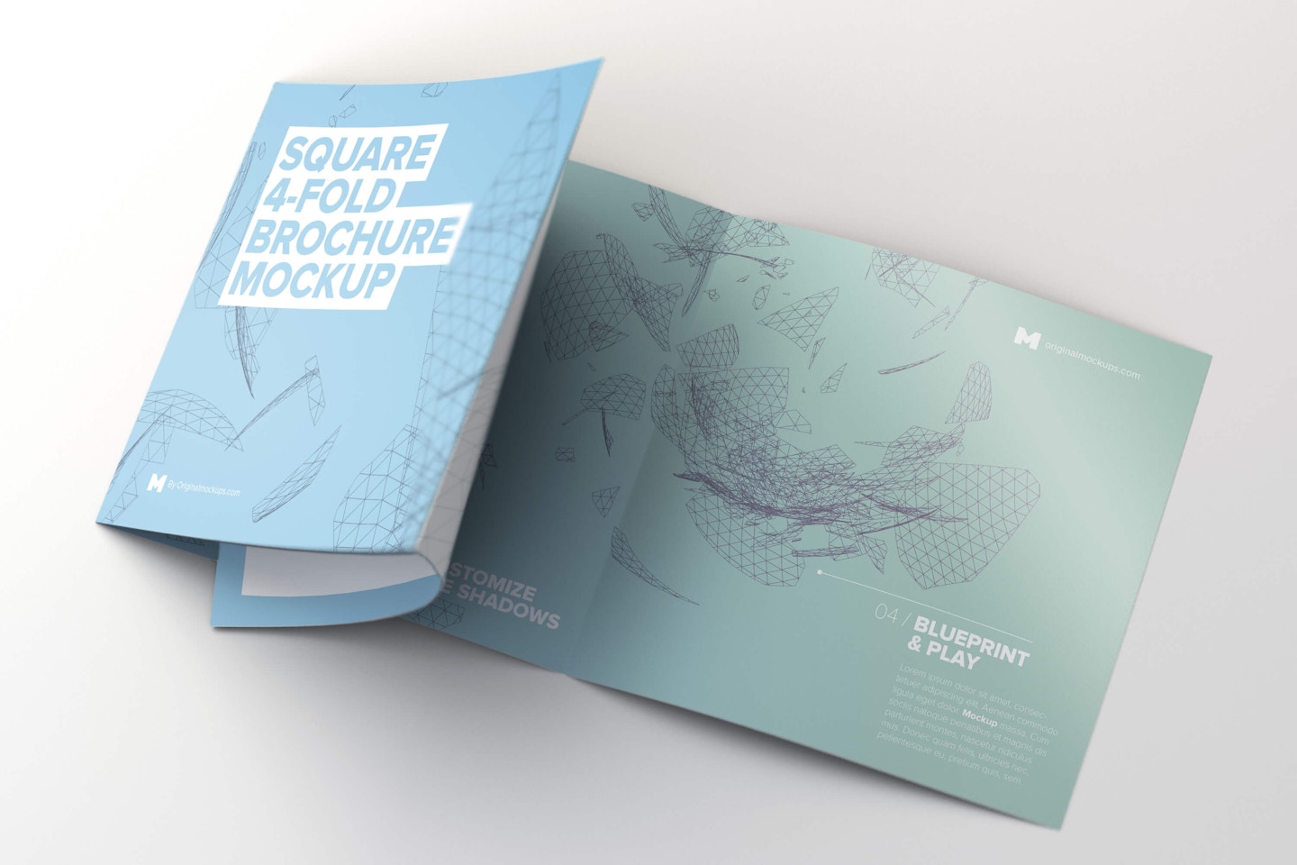 Unfolding Square 4-Fold Brochure Mockup
