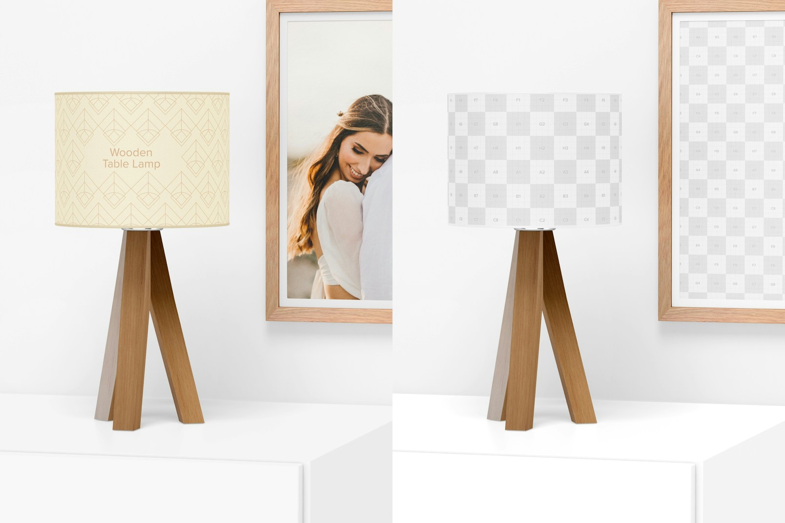 Wooden Table Lamp Mockup
