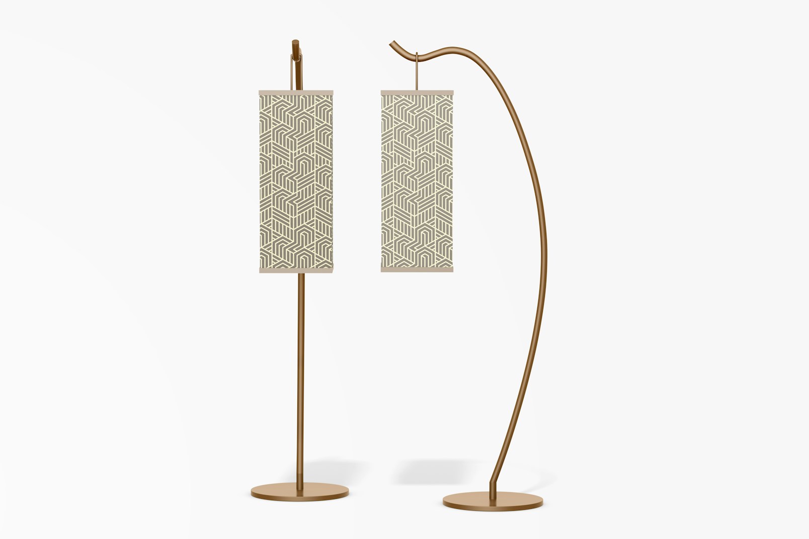 Standing Hook Lamps Shade Mockup, Front and Side View