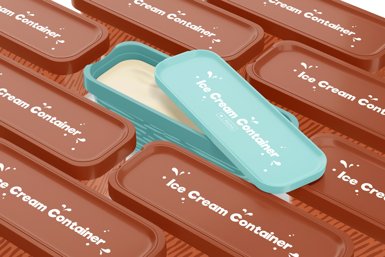 Long Ice Cream Containers Mockup, Mosaic