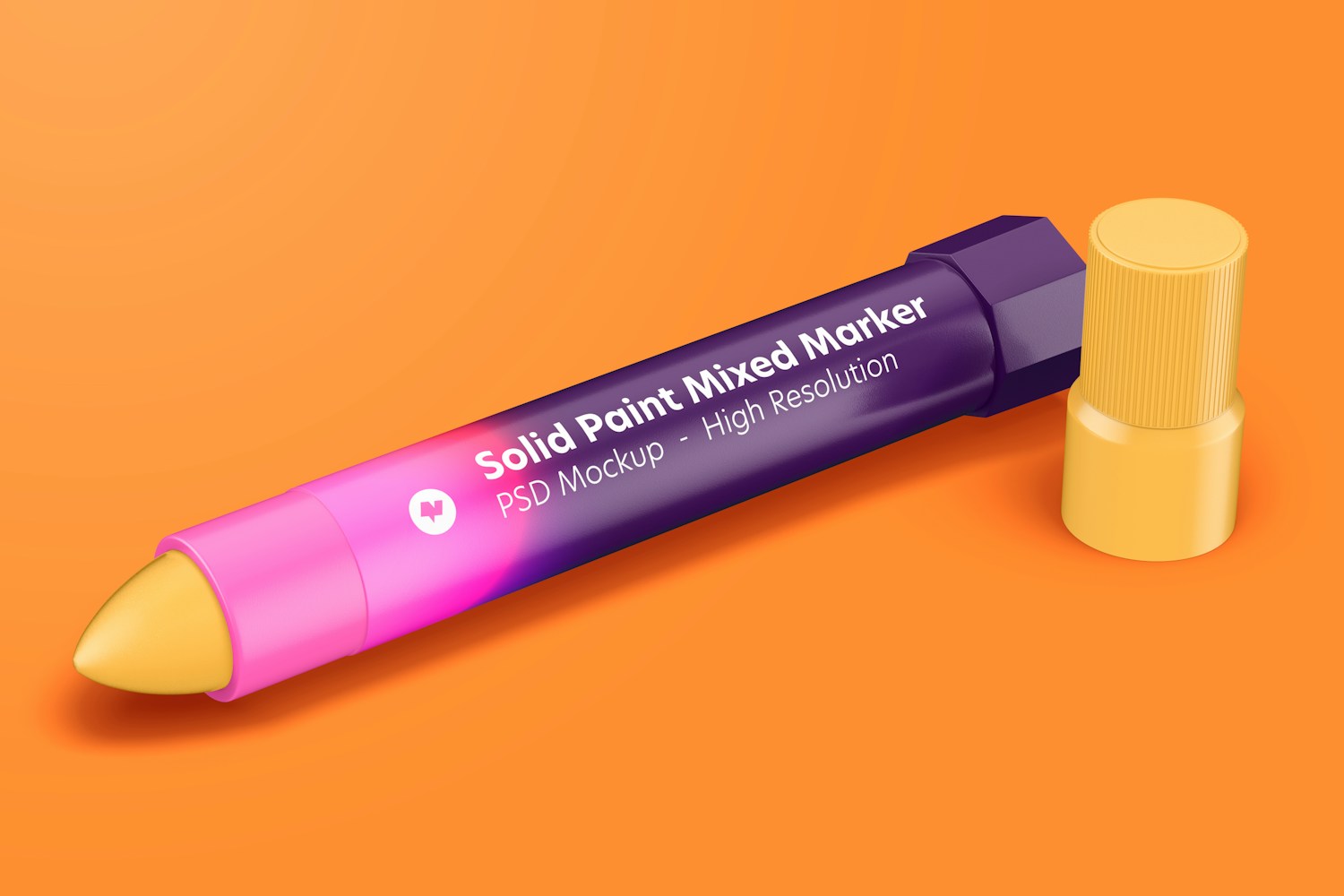Solid Paint Mixed Marker Mockup, Opened