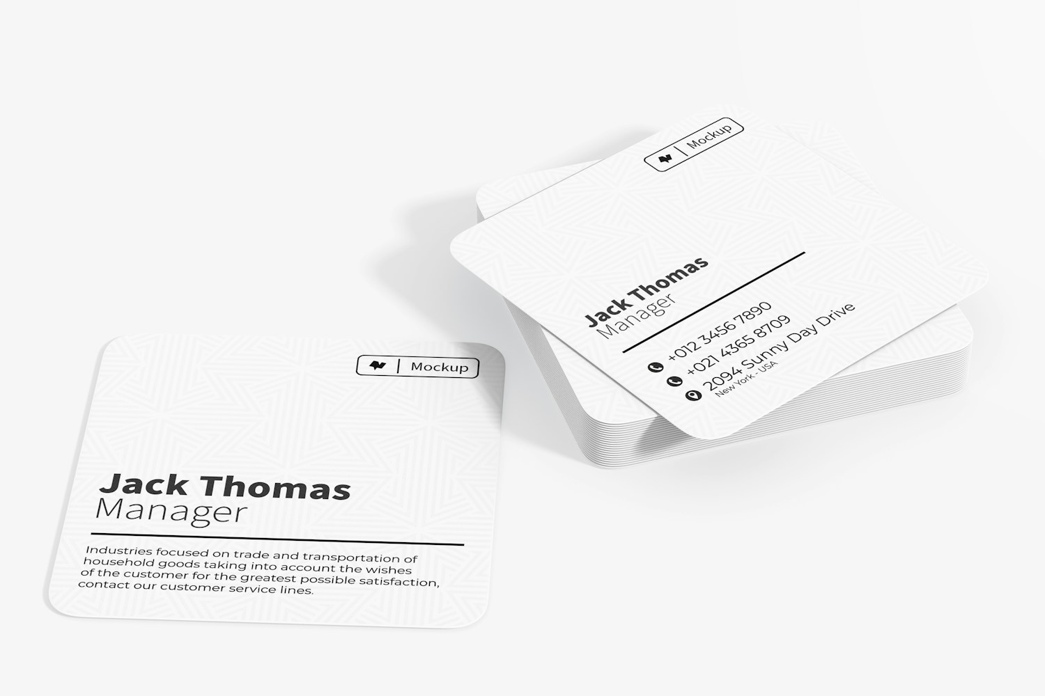 Round Edges Square Business Cards Mockup