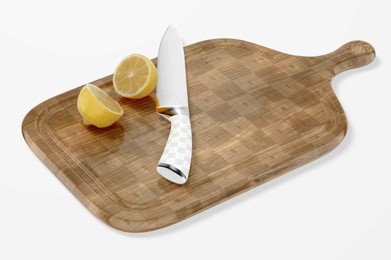 Wood Cutting Board with Handle Mockup, Perspective