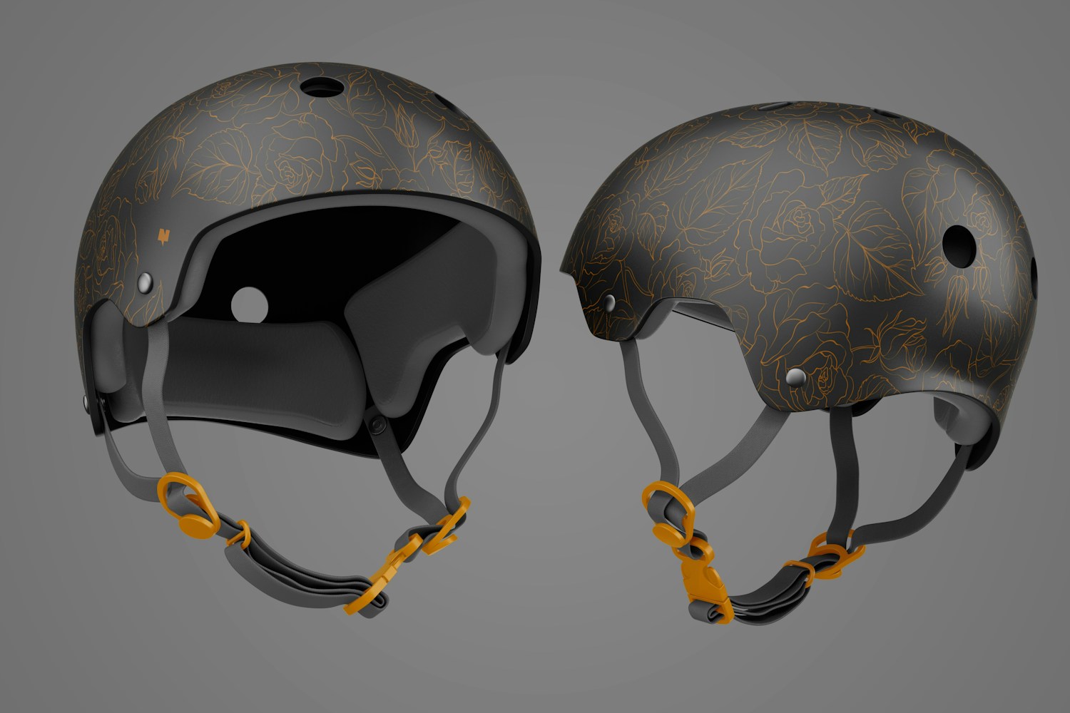 Skate Helmets Mockup, Front and Back View