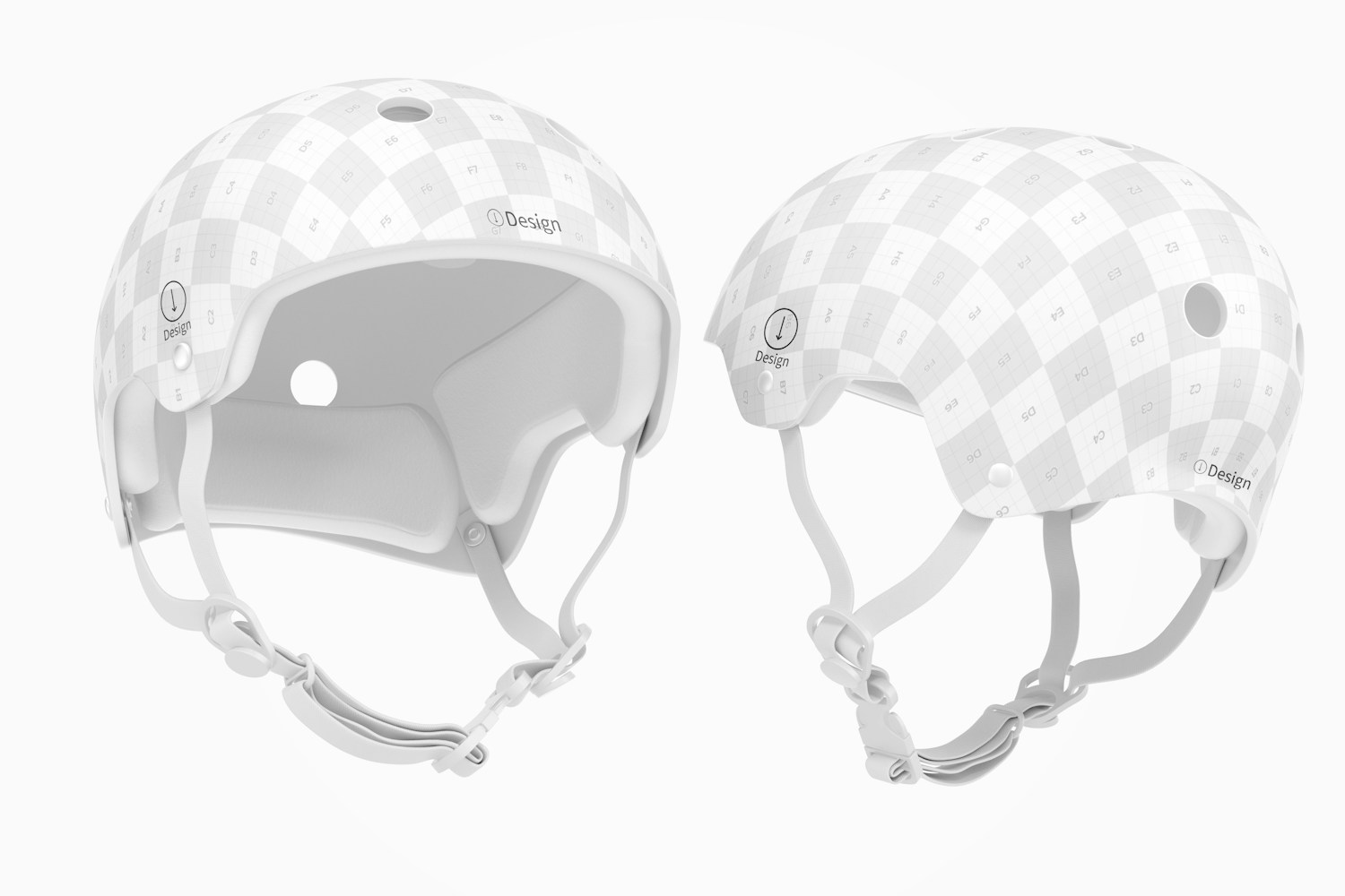 Skate Helmets Mockup, Front and Back View