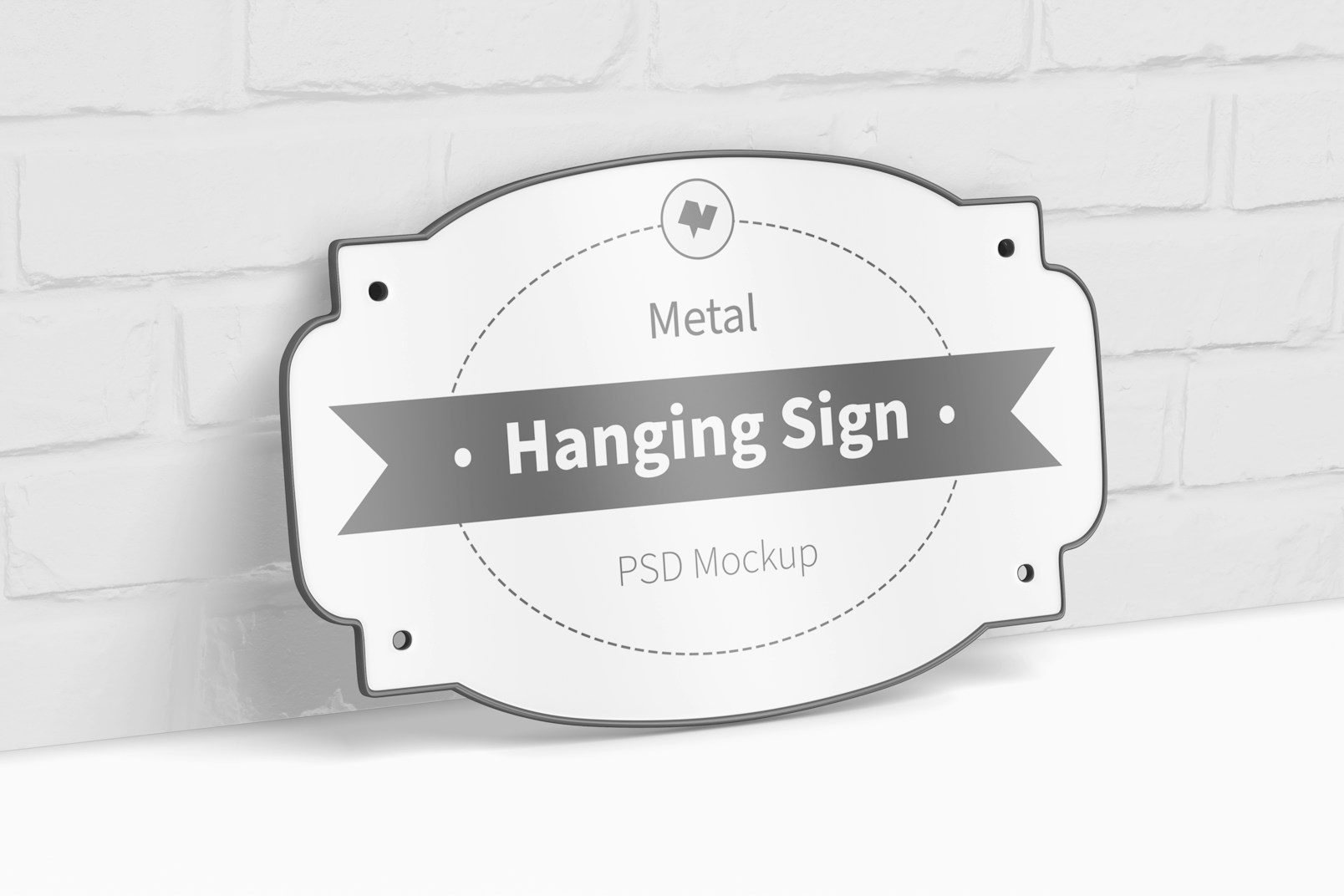 Metal Hanging Sign with Sofa Mockup