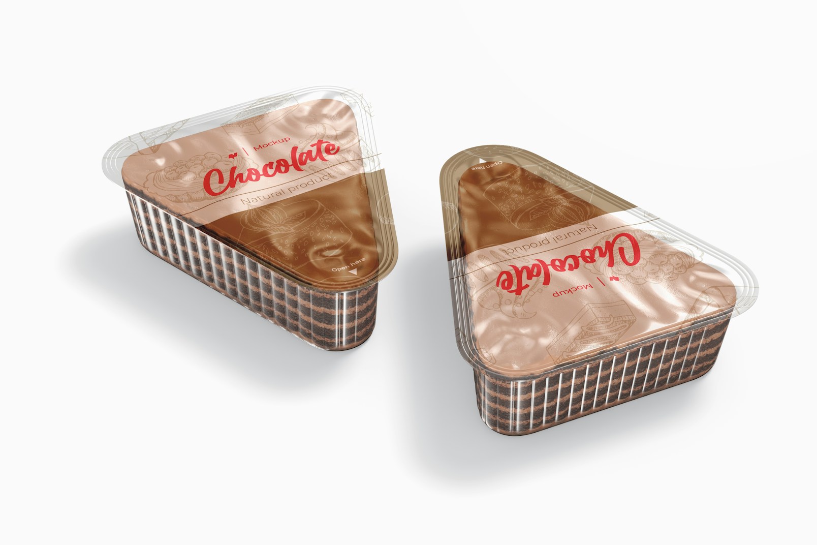 Triangular Dessert Container Mockup, On Perspective
