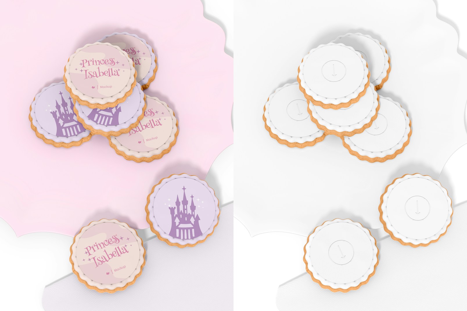 Decorated Cookies Mockup, On Plate